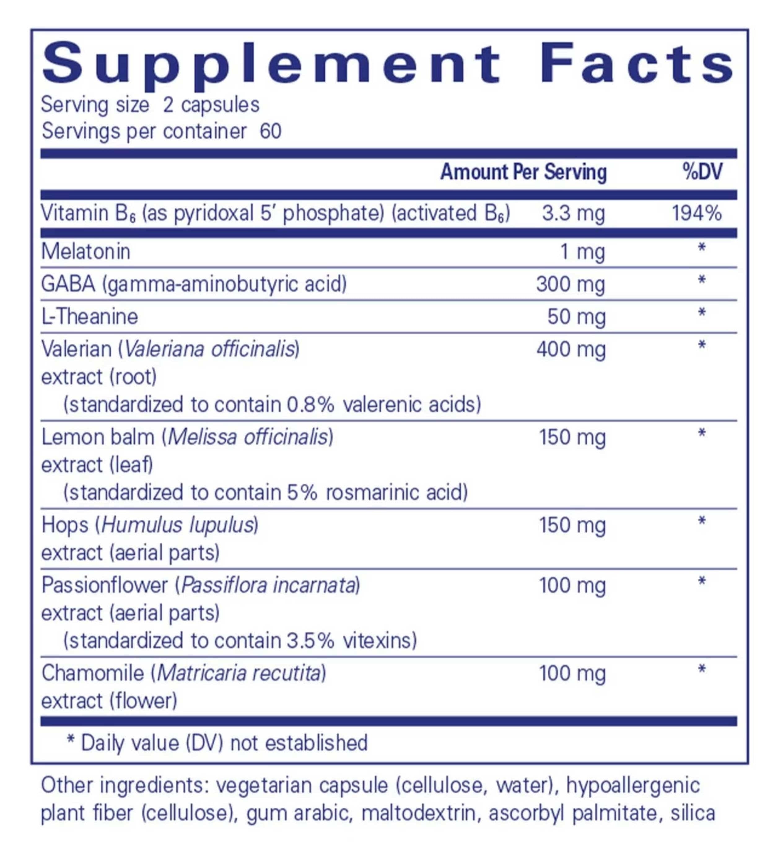 Pure Encapsulations Best-Rest Formula Ingredients