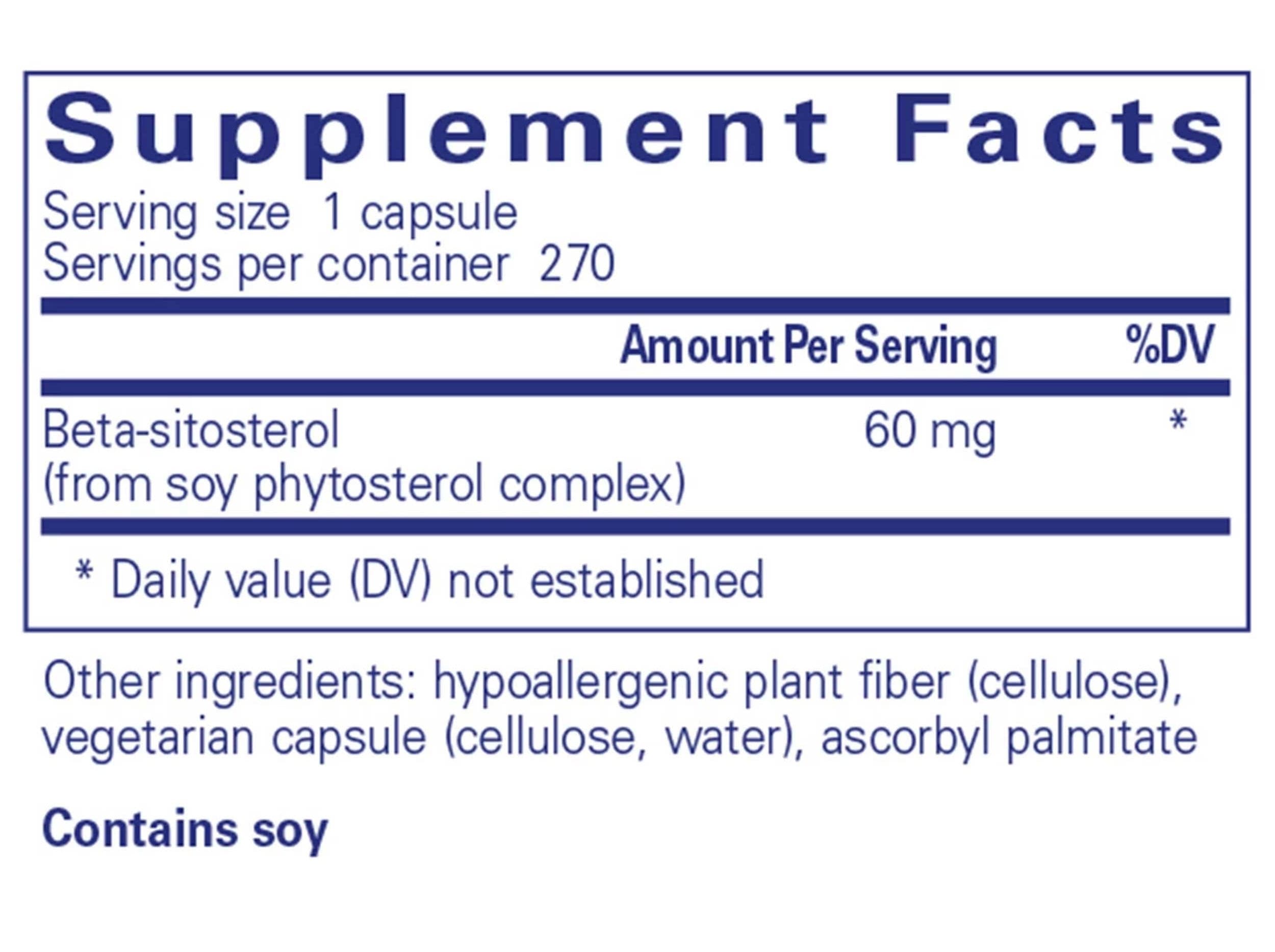 Pure Encapsulations Beta-Sitosterol Ingredients