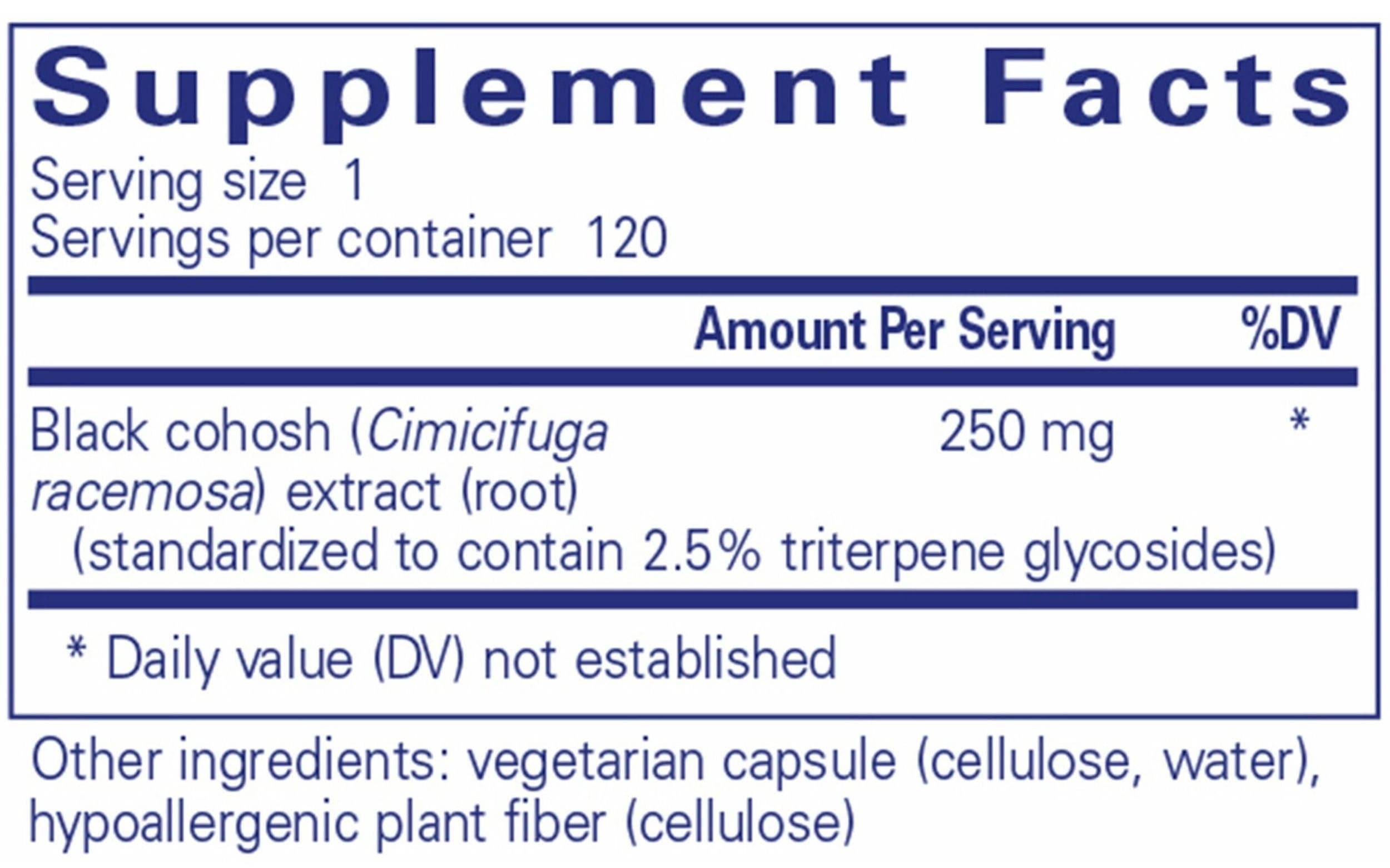 Pure Encapsulations Black Cohosh 2.5 Ingredients