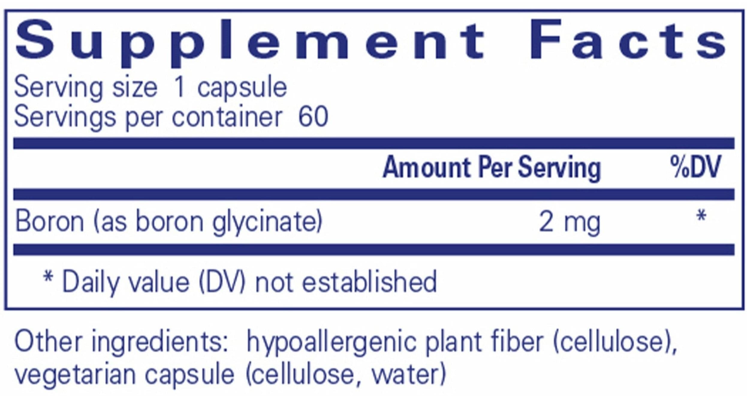 Pure Encapsulations Boron (Glycinate) Ingredients