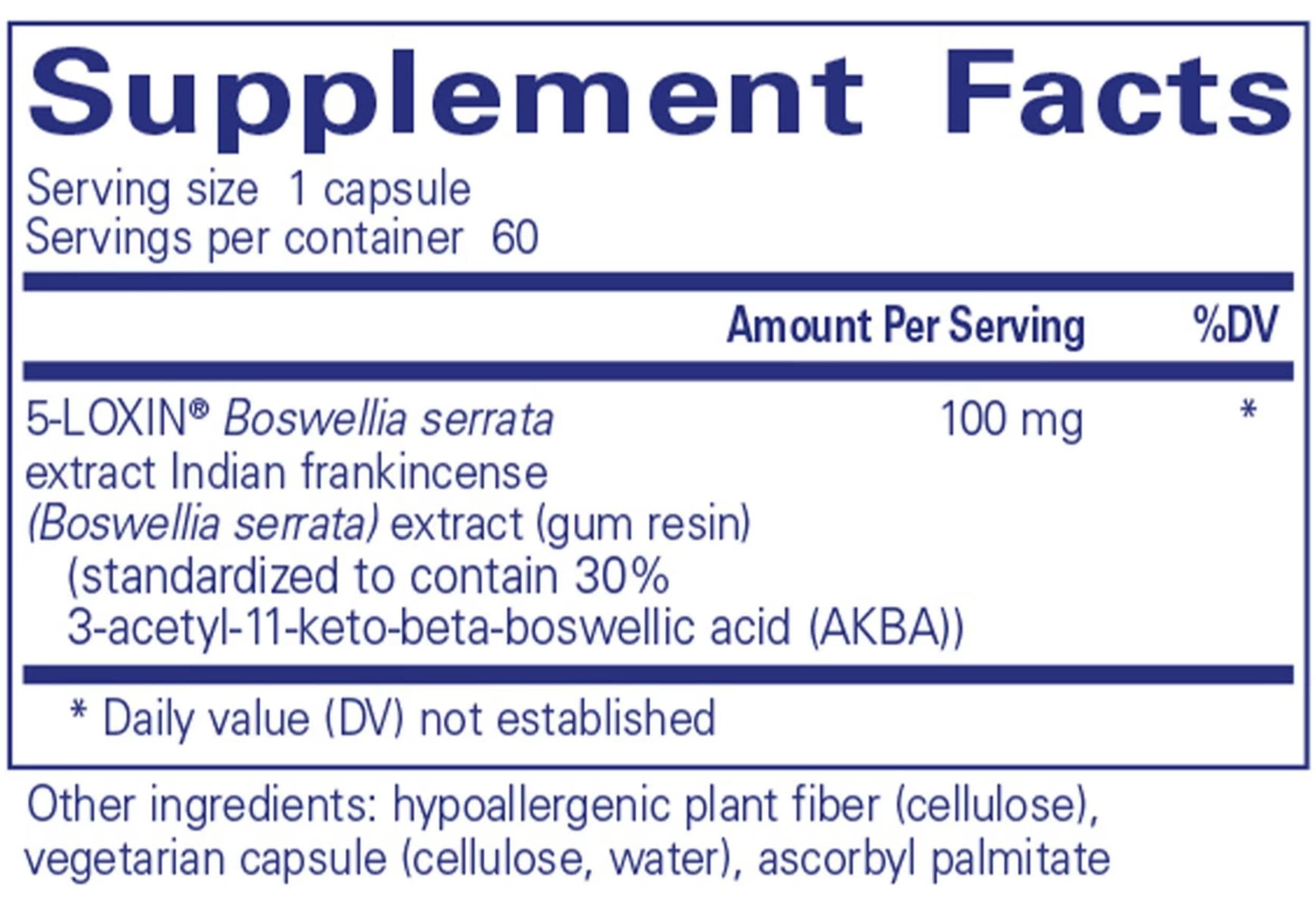 Pure Encapsulations Boswellia AKBA Ingredients