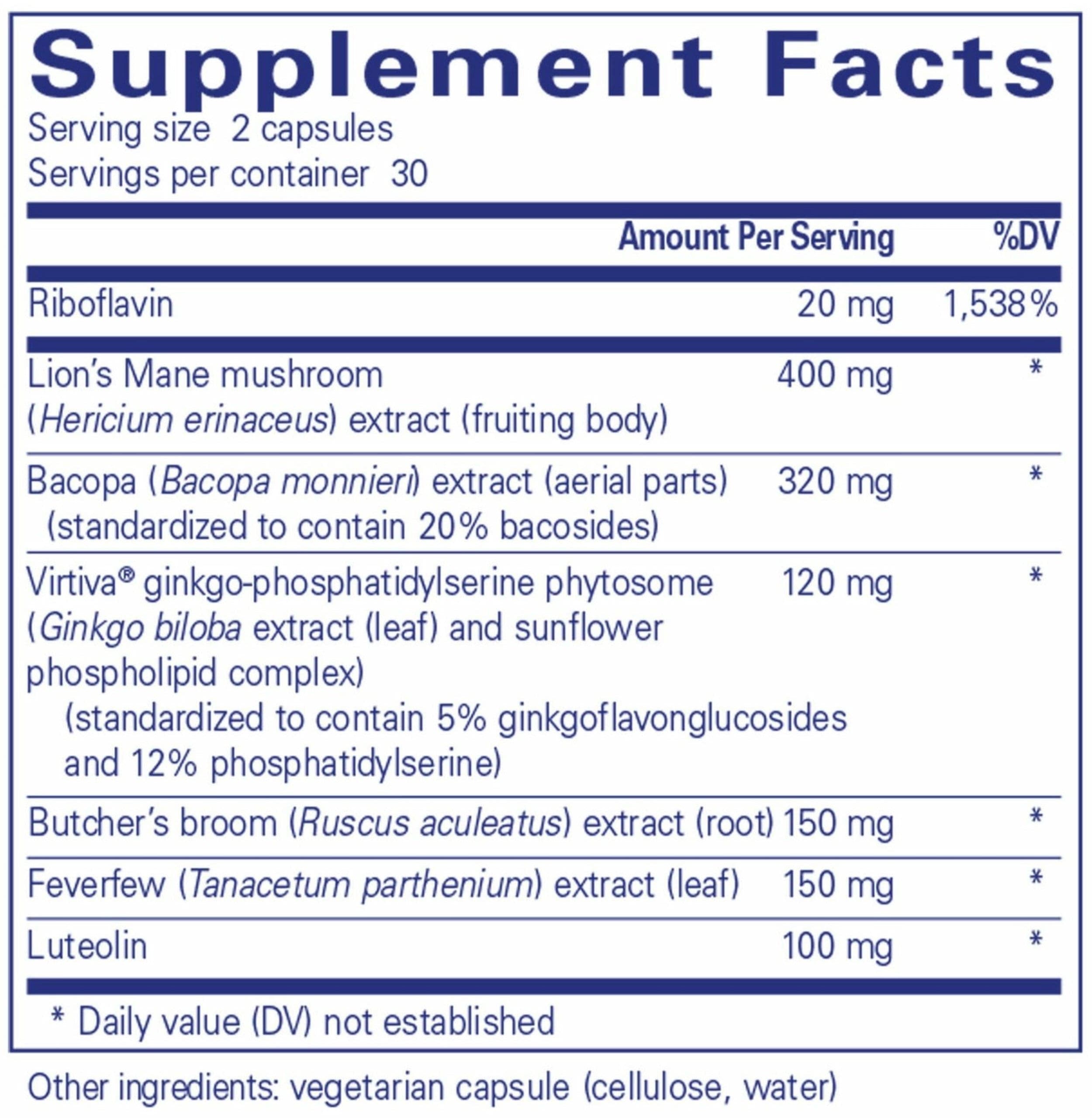 Pure Encapsulations Brain Reset Ingredients