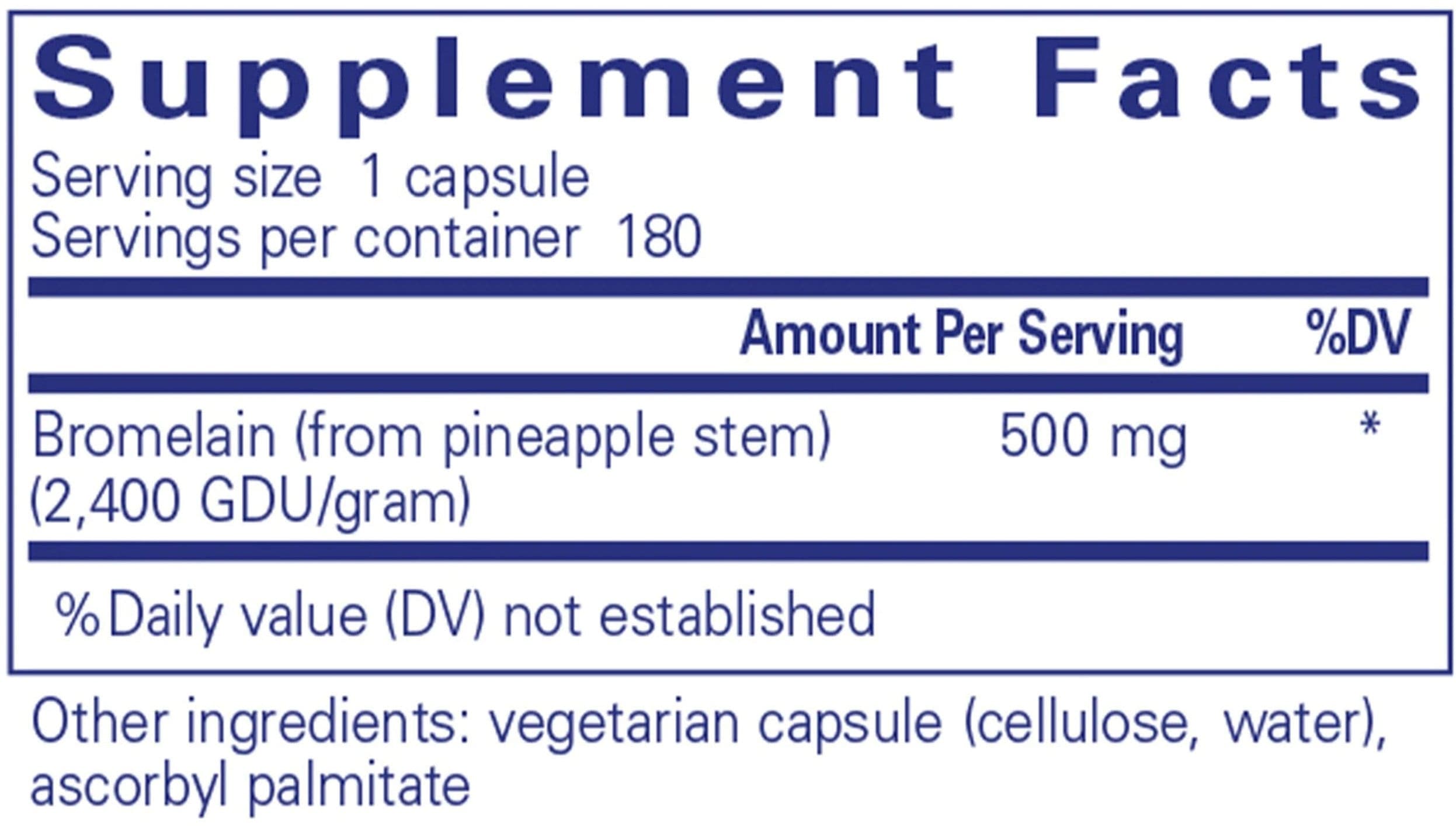 Pure Encapsulations Bromelain 2400 500mg Ingredients