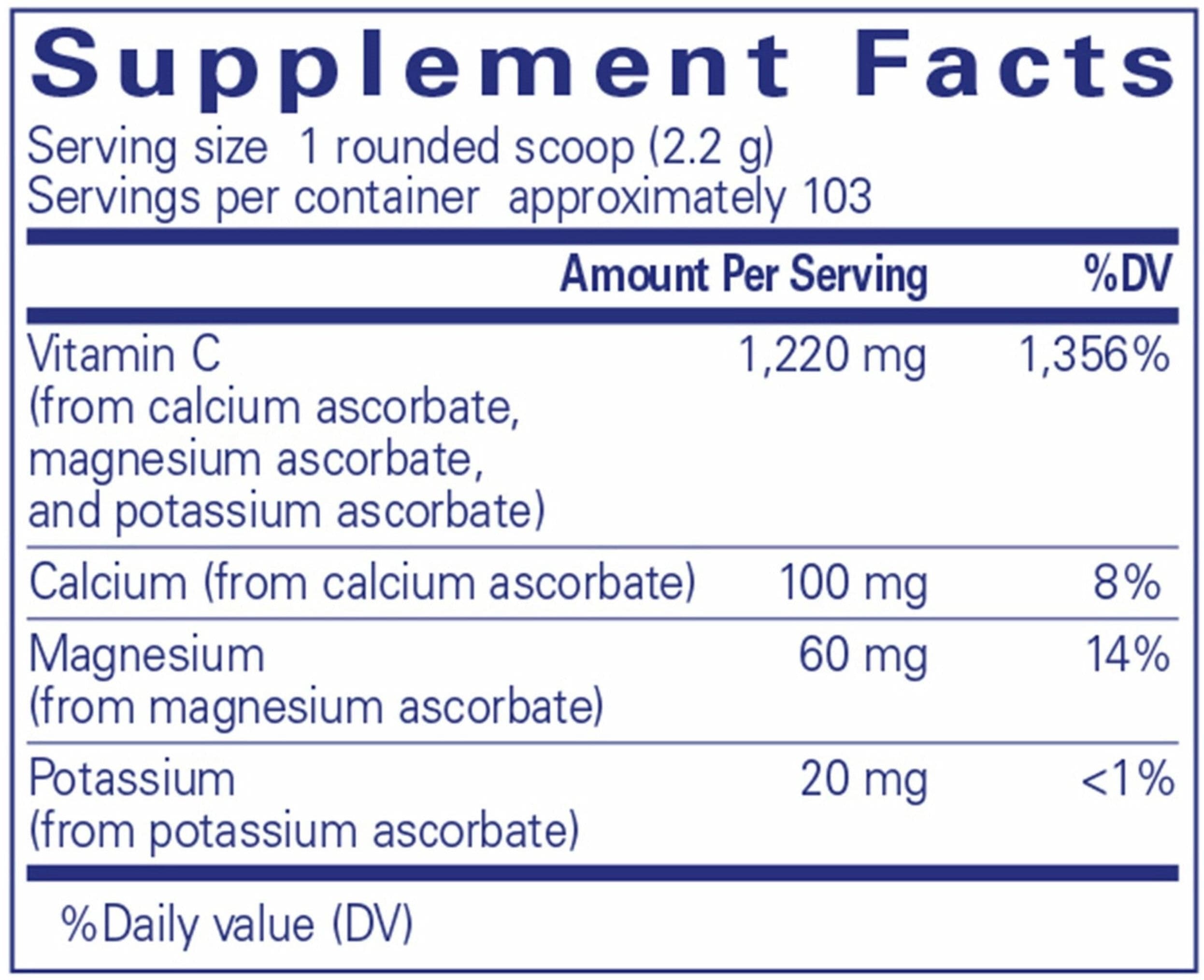 Pure Encapsulations Buffered Ascorbic Acid Ingredients