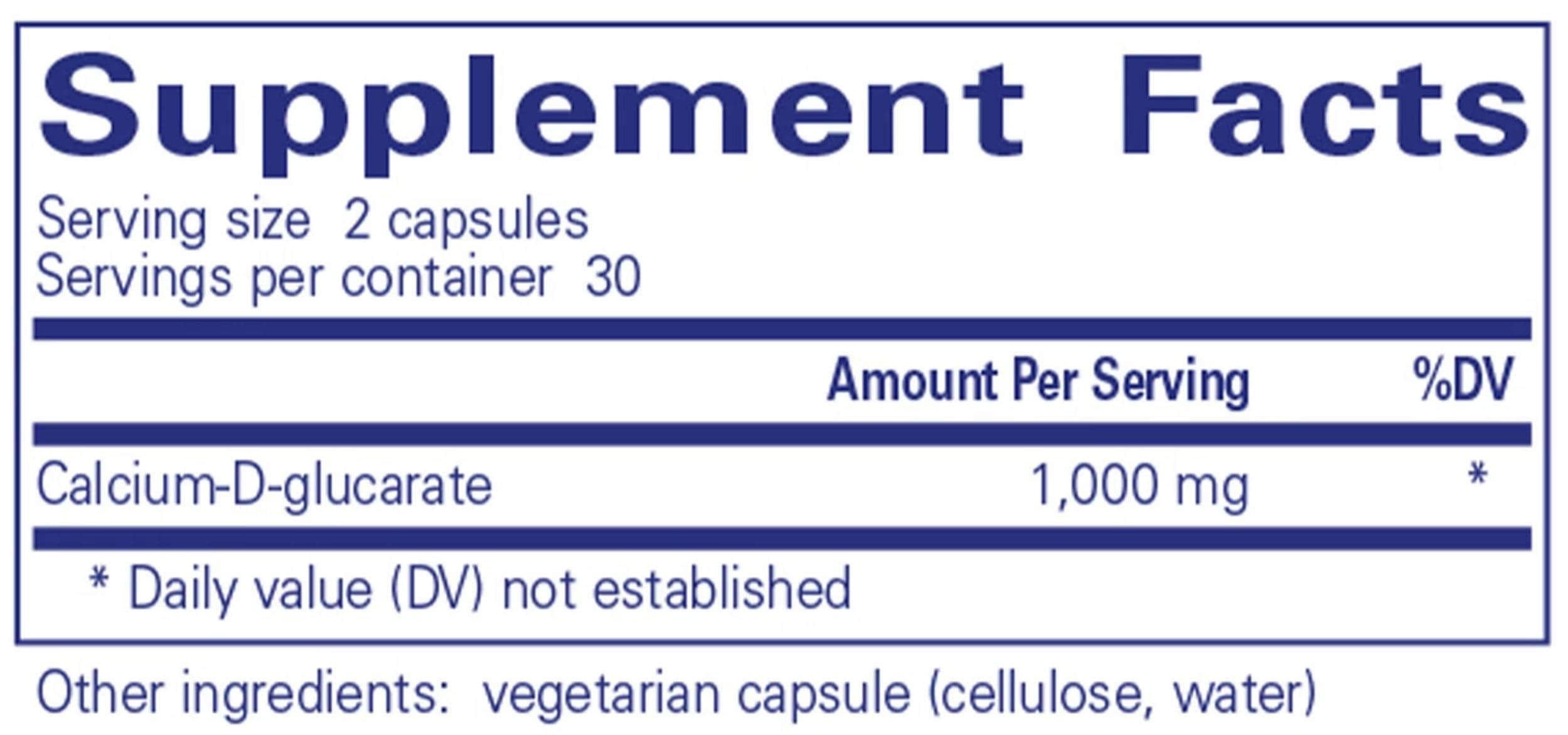 Pure Encapsulations Calcium-D-Glucarate Ingredients