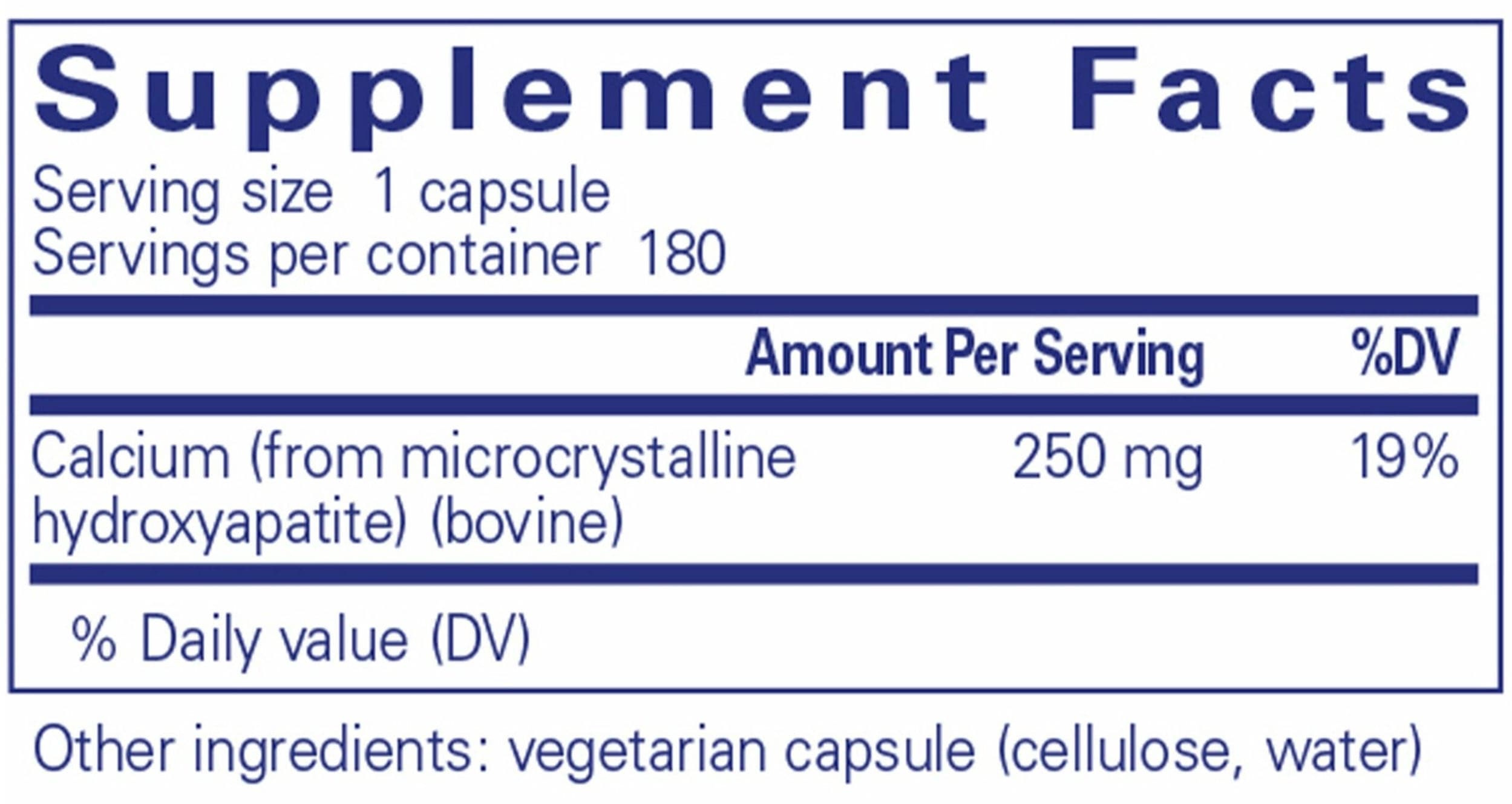 Pure Encapsulations Calcium (MCHA) Ingredients