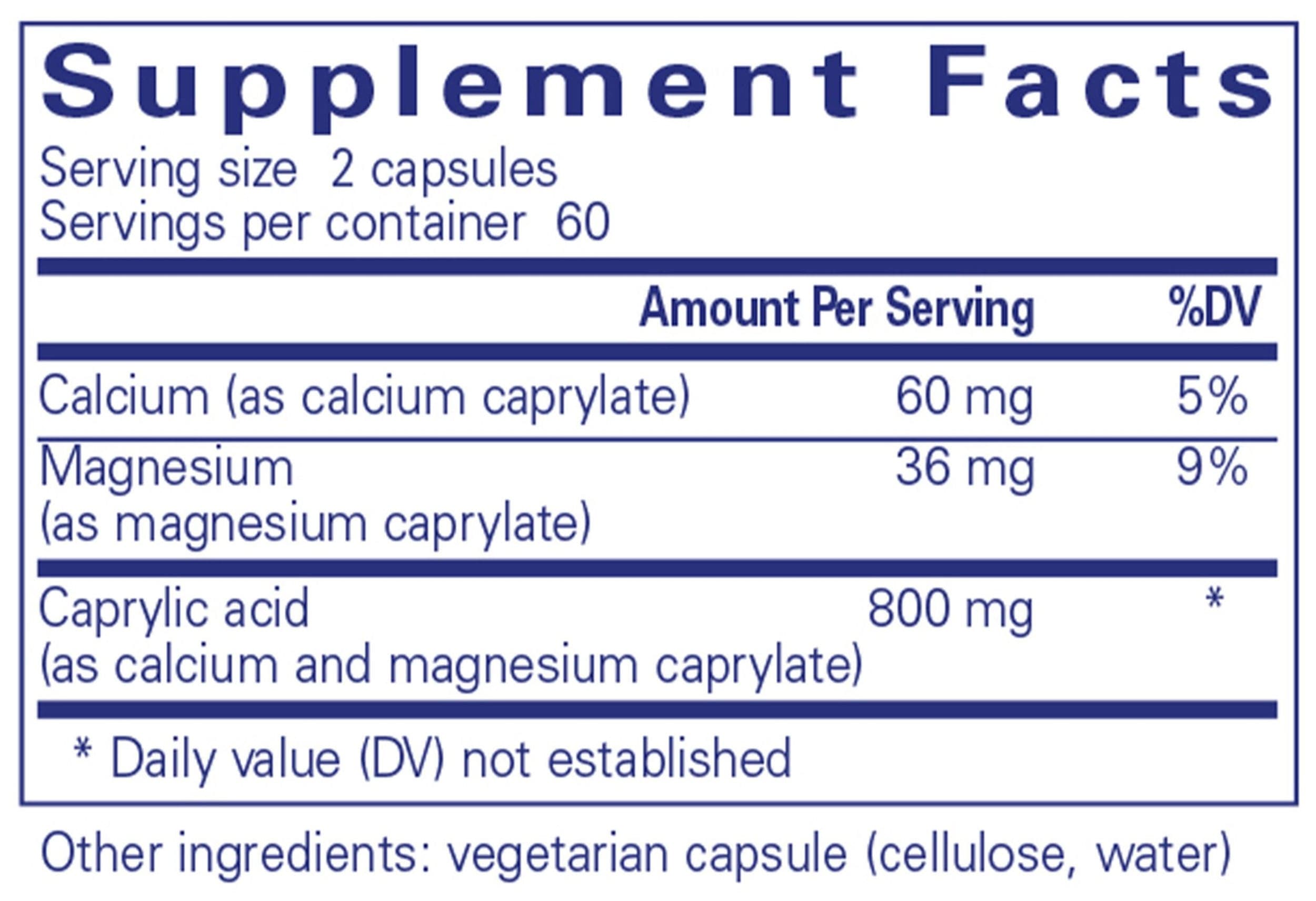 Pure Encapsulations Caprylic Acid Ingredients