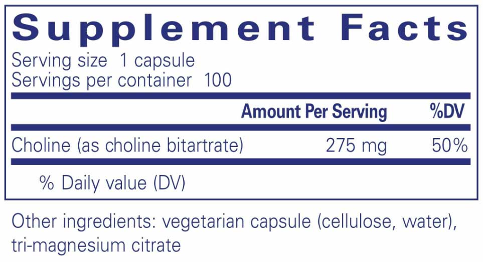 Pure Encapsulations Choline (bitartrate) Ingredients