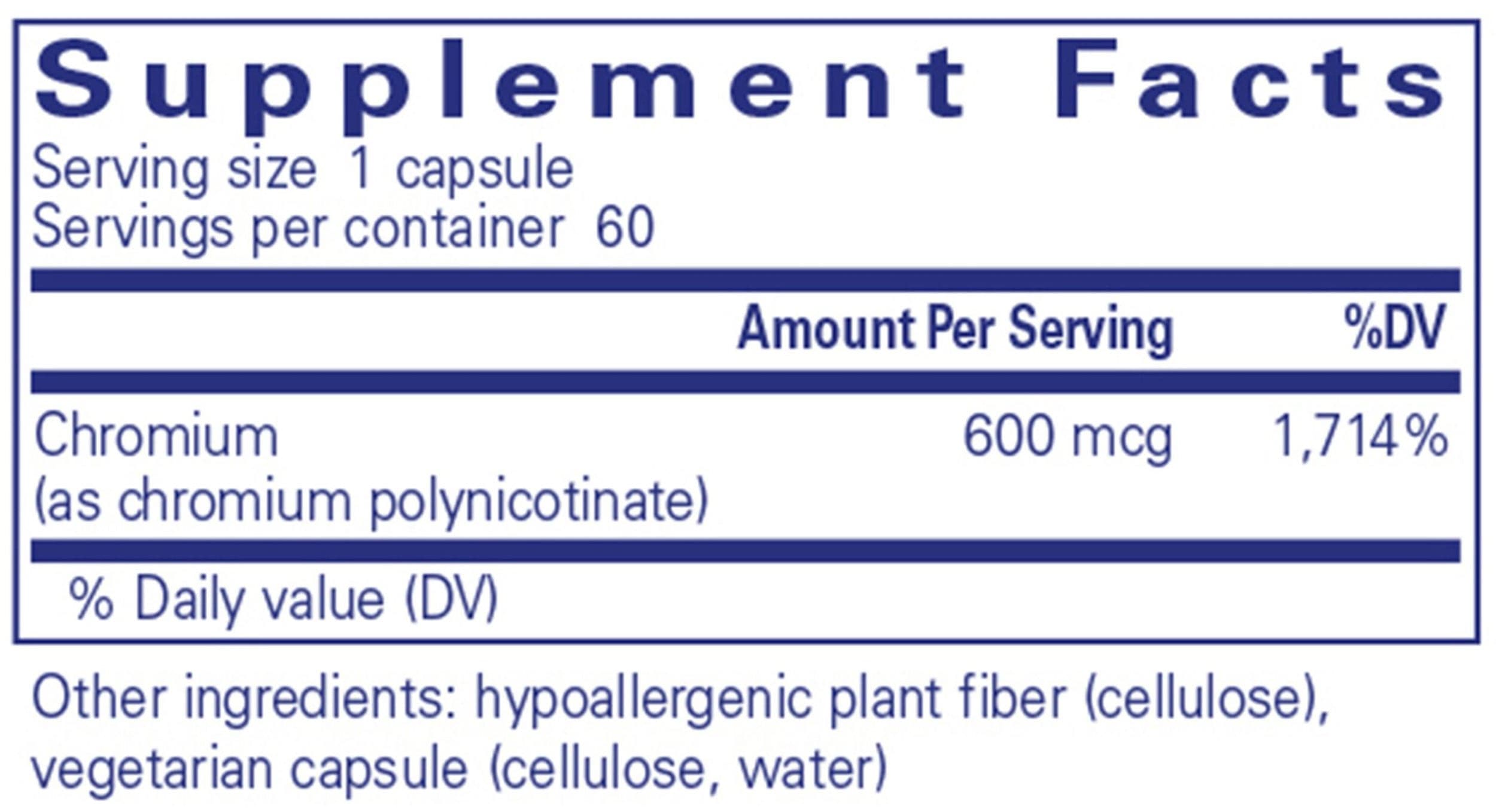 Pure Encapsulations ChromeMate GTF 600 Ingredients