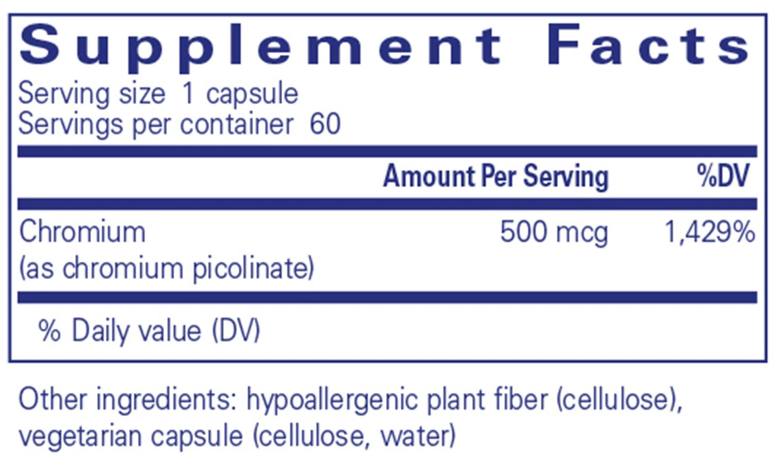 Pure Encapsulations Chromium (picolinate) 500mcg Ingredients