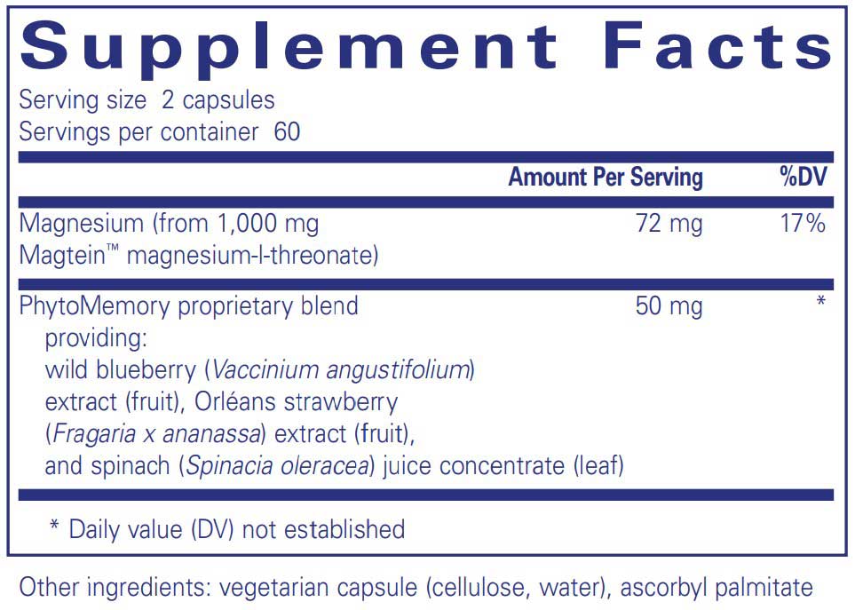 Pure Encapsulations CogniMag Ingredients
