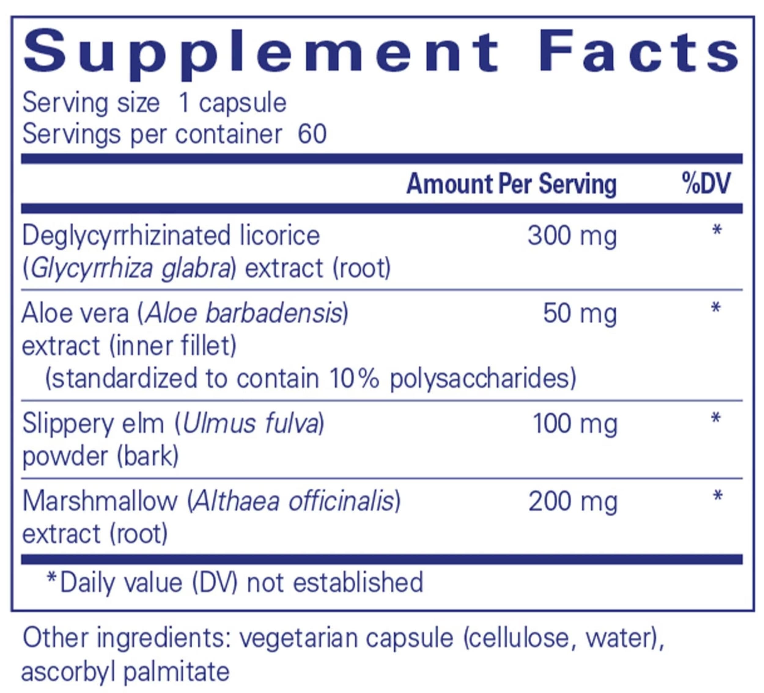 Pure Encapsulations DGL Plus Ingredients