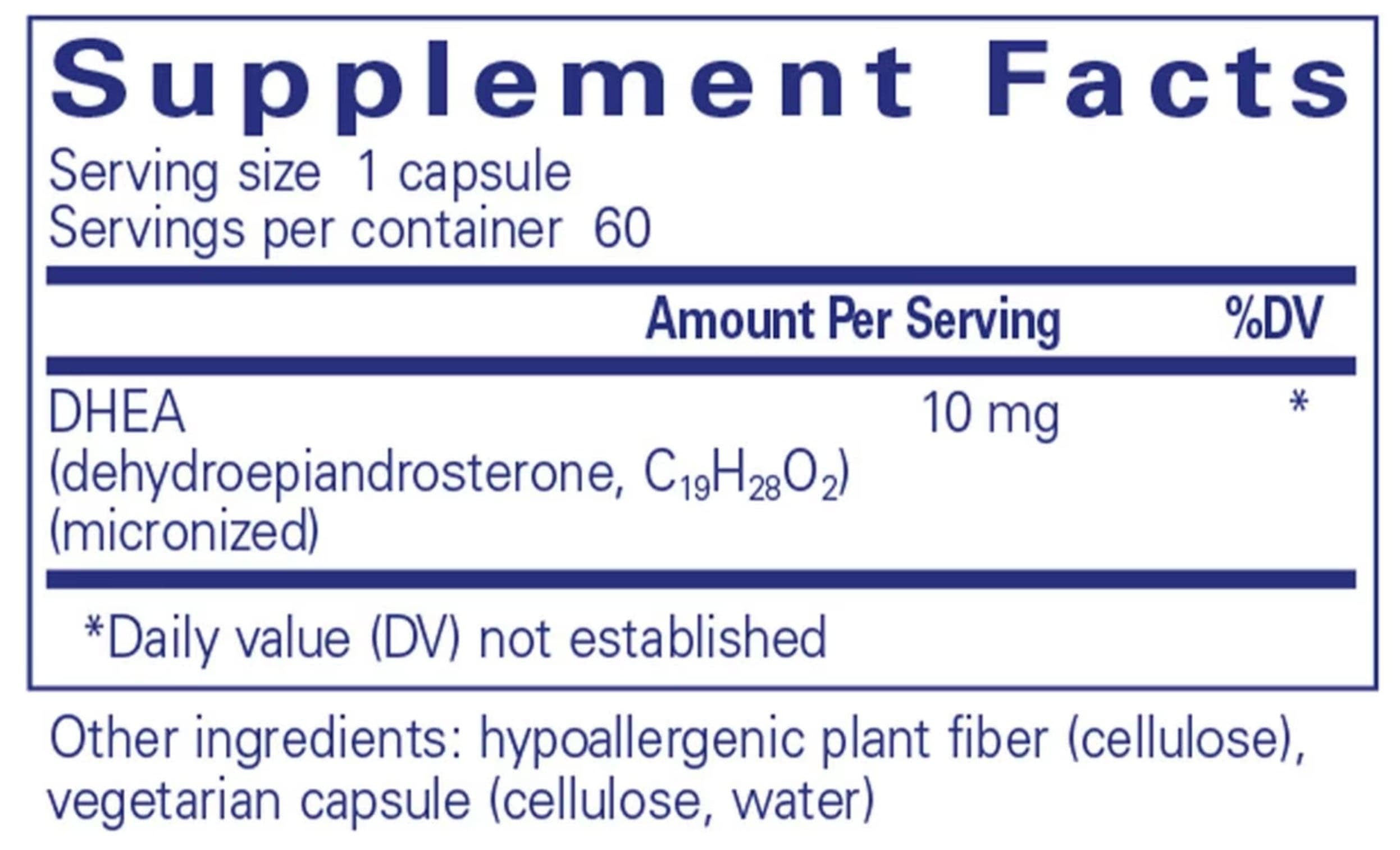 Pure Encapsulations DHEA 10 mg Ingredients 