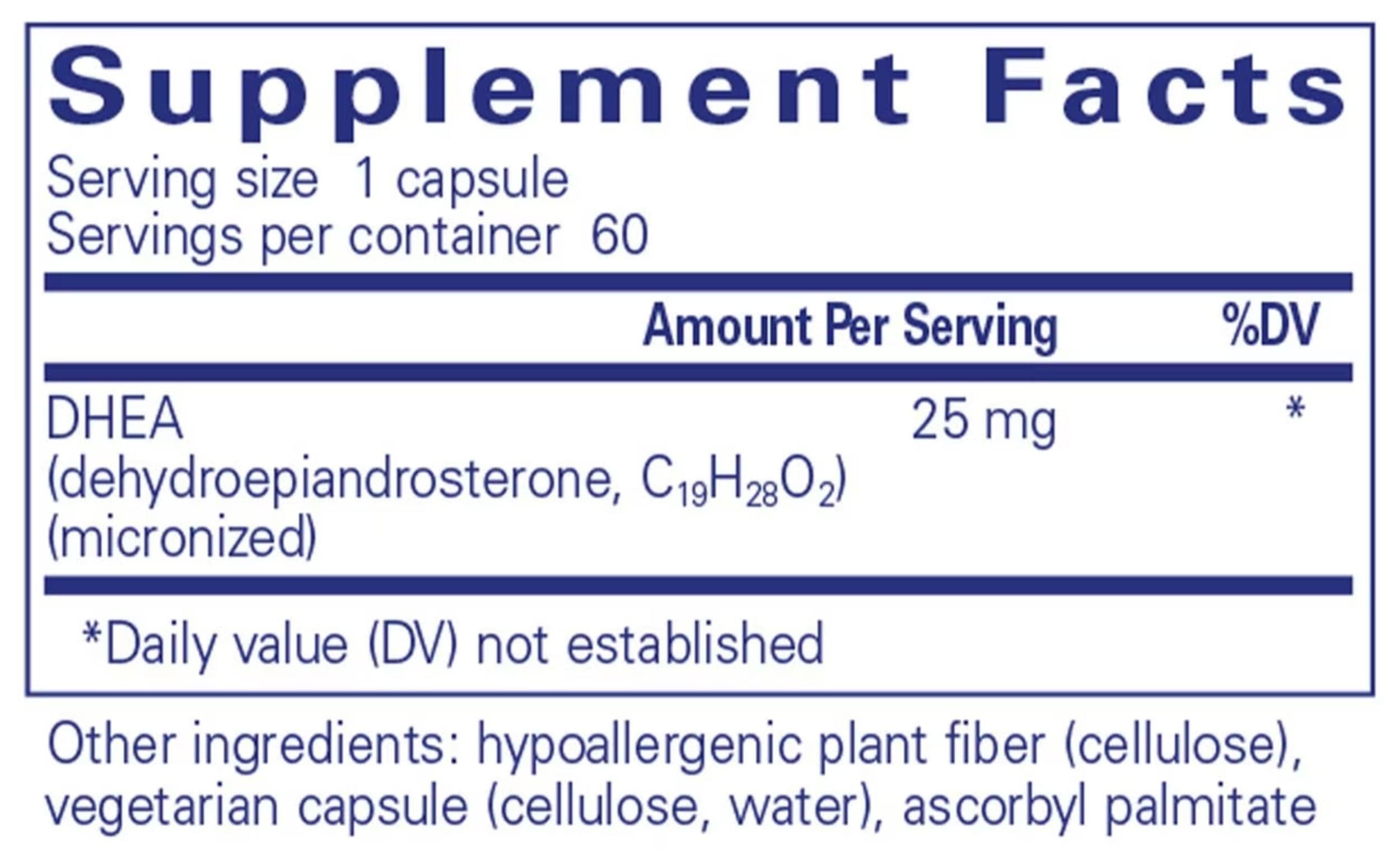 Pure Encapsulations DHEA 25 mg Ingredients