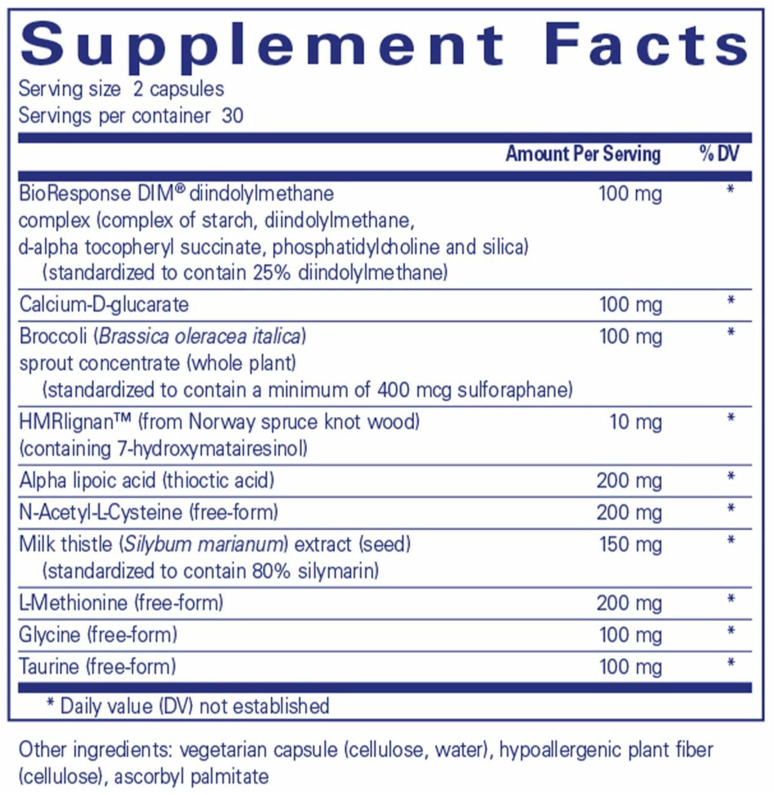 Pure Encapsulations DIM Detox Ingredients