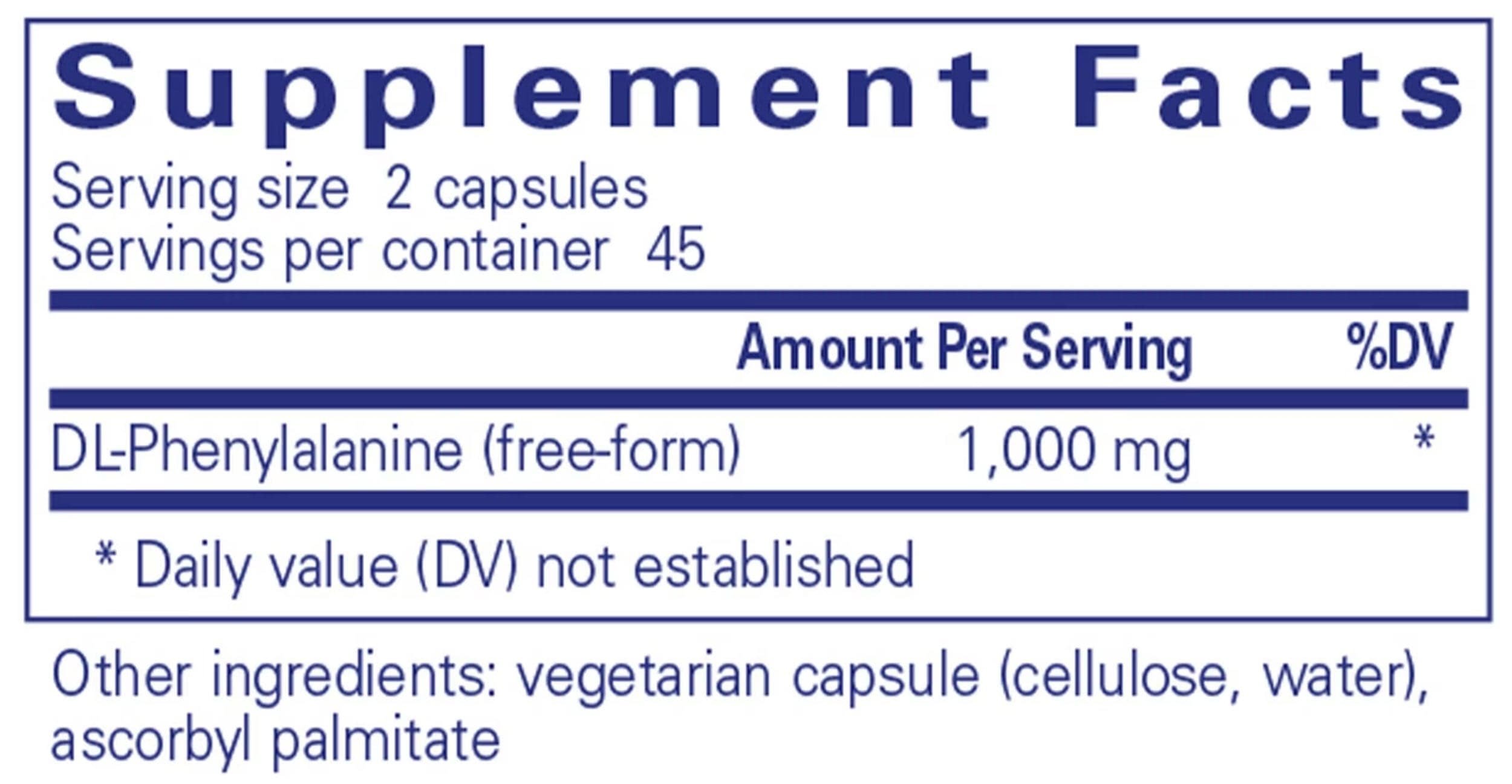 Pure Encapsulations DL-Phenylalanine Ingredients