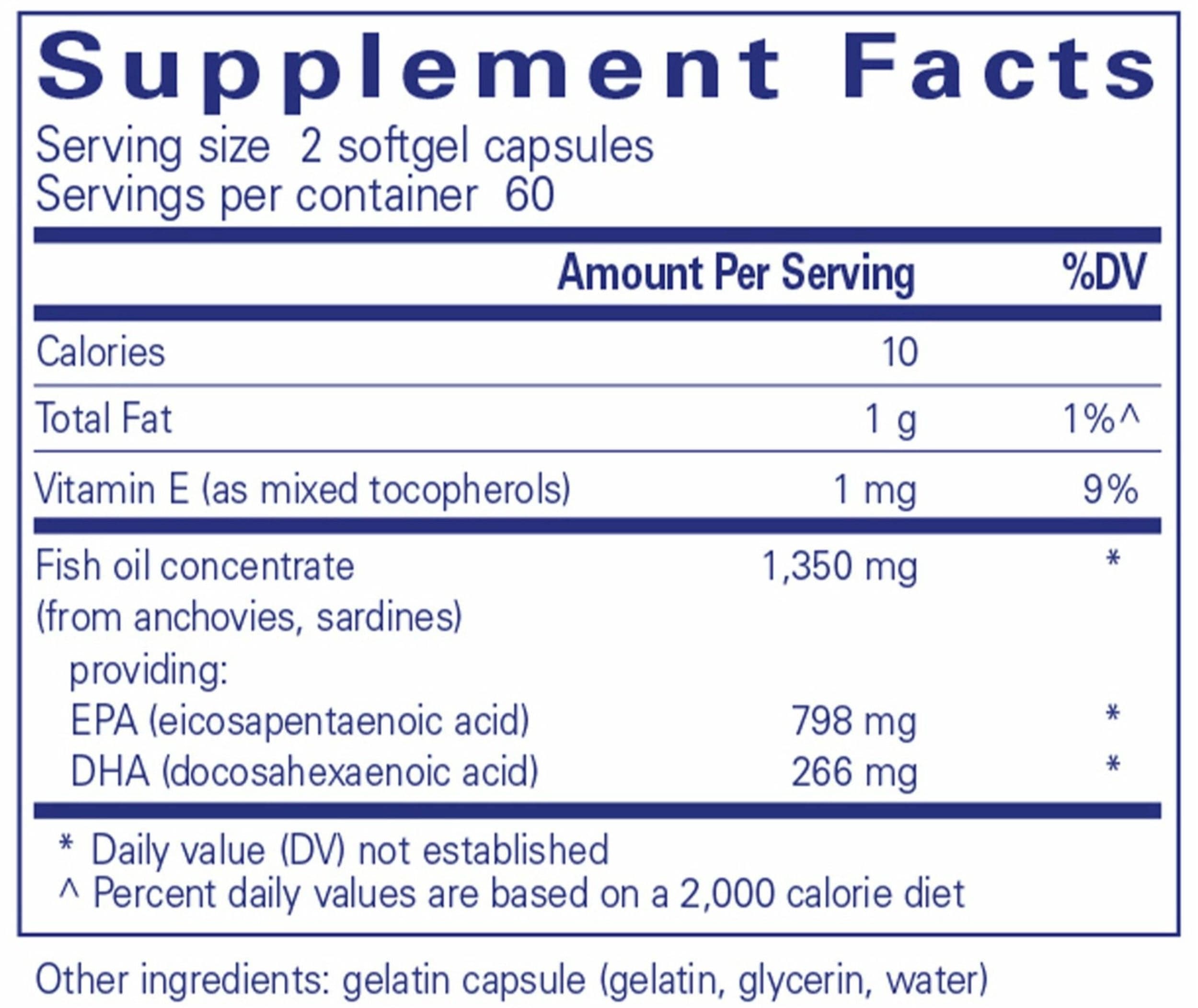 Pure Encapsulations EPA Ultimate Ingredients