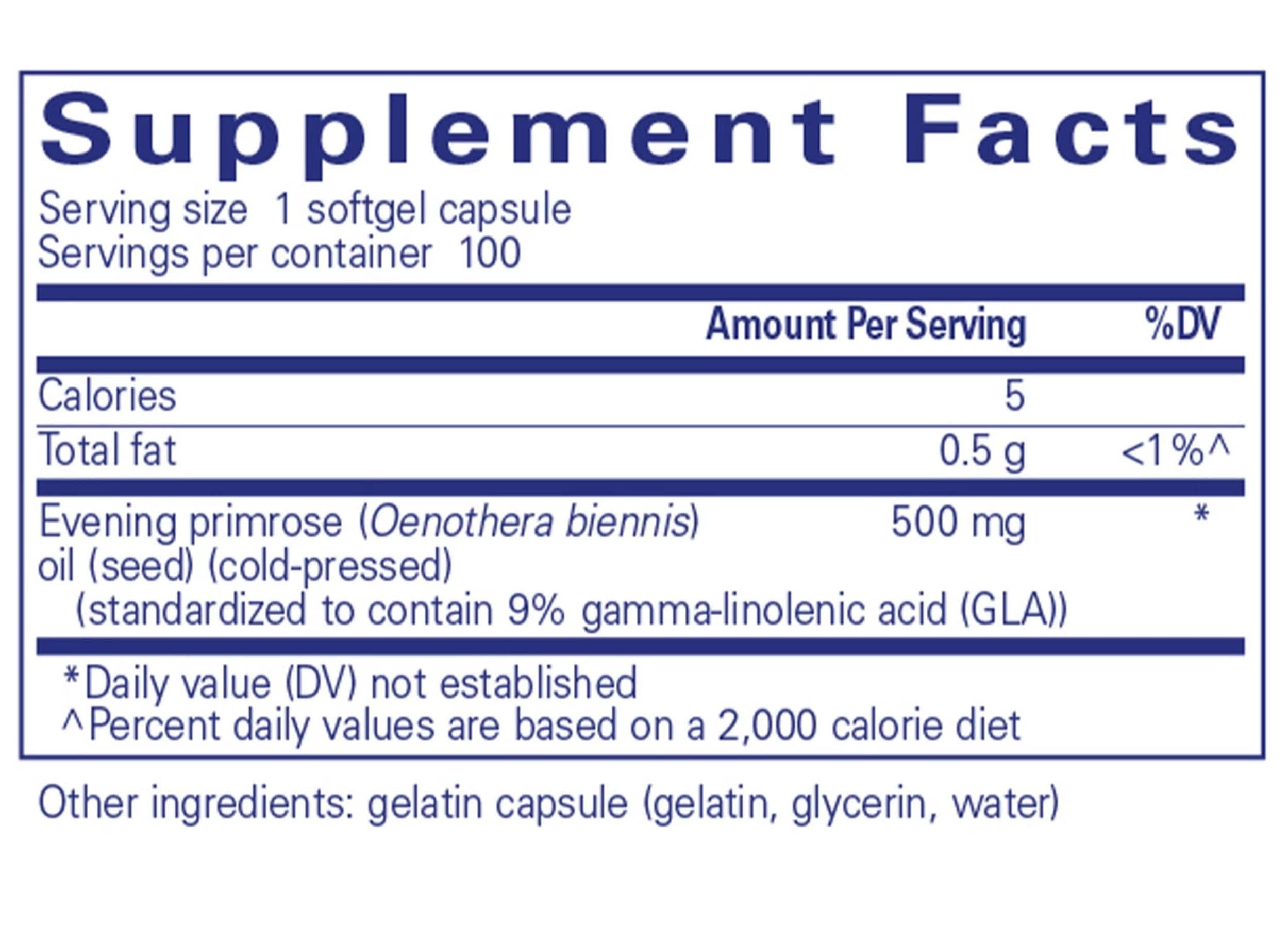 Pure Encapsulations E.P.O. (evening primrose oil) Ingredients