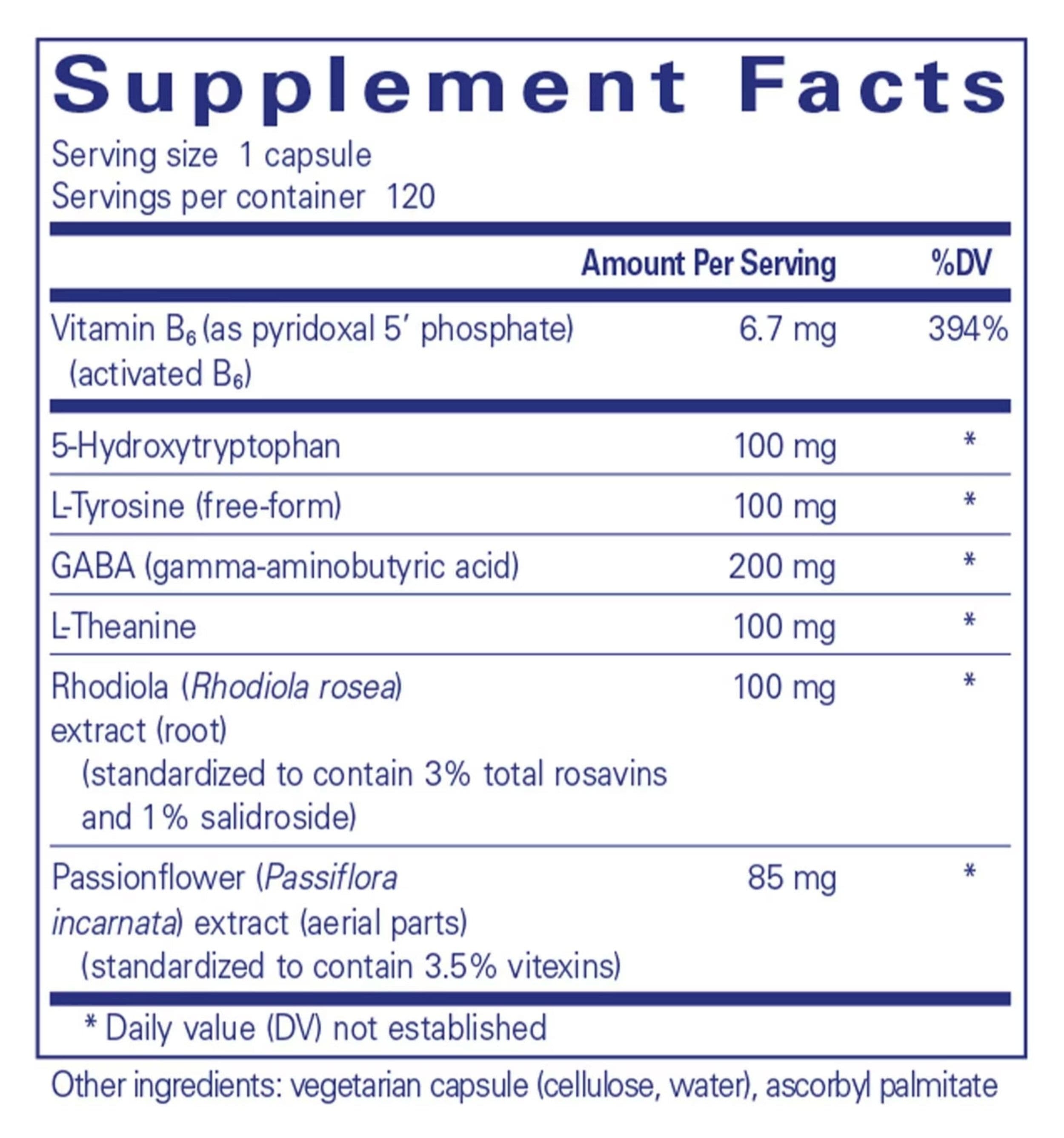 Pure Encapsulations Emotional Wellness Ingredients