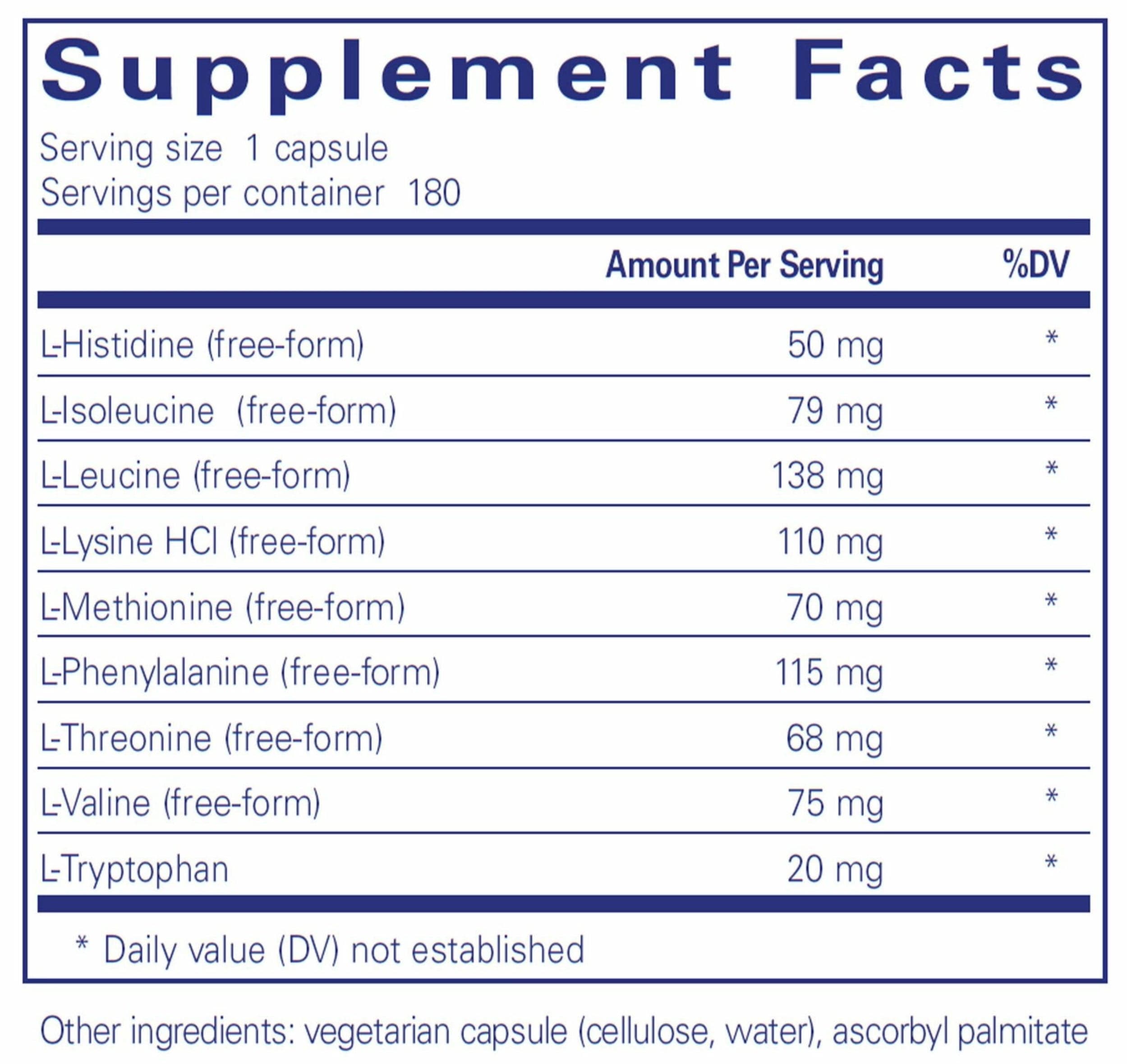 Pure Encapsulations Essential Aminos Ingredients
