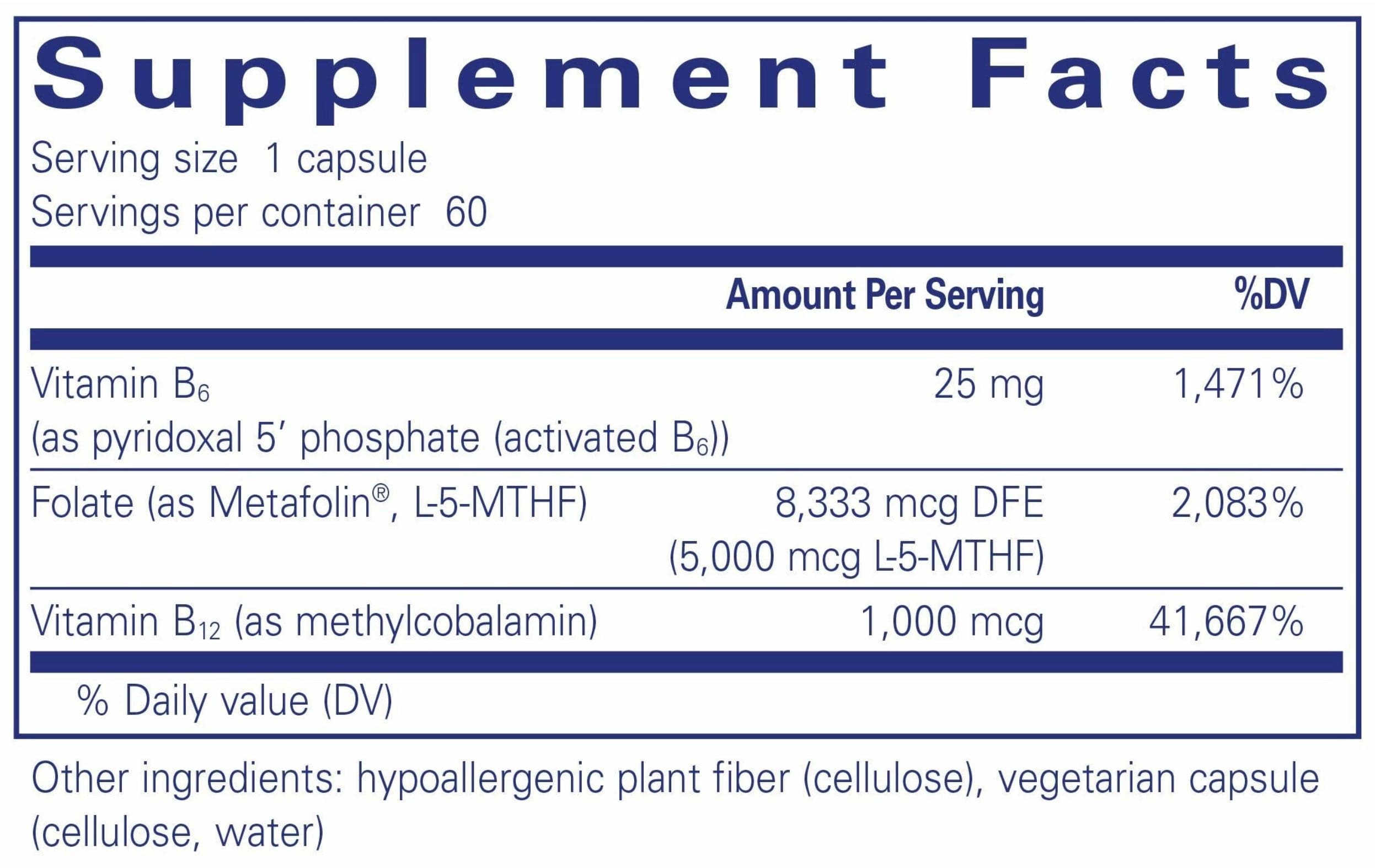 Pure Encapsulations Folate 5000 Plus Ingredients 