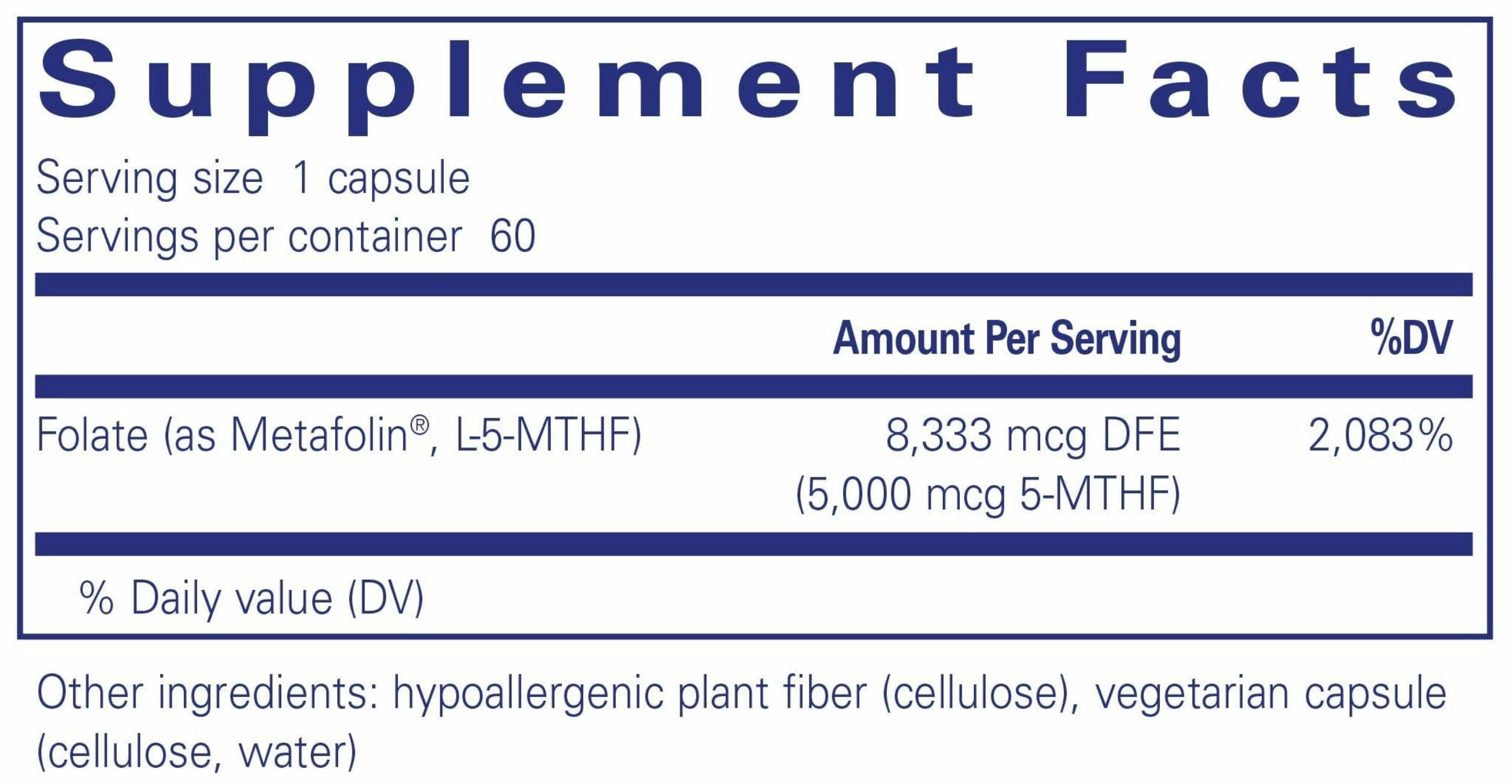Pure Encapsulations Folate 5000 Ingredients