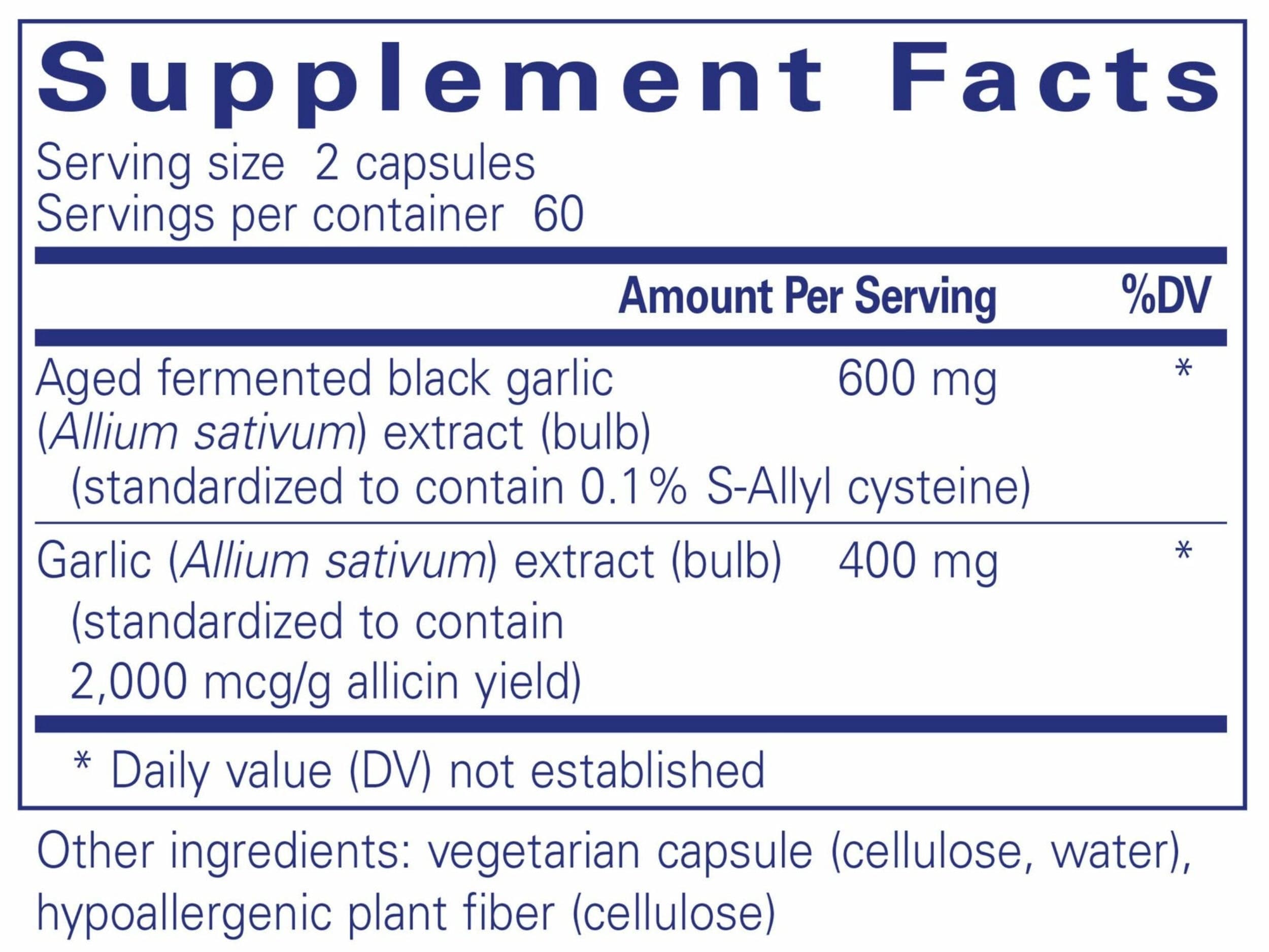 Pure Encapsulations Garlic Complex Ingredients