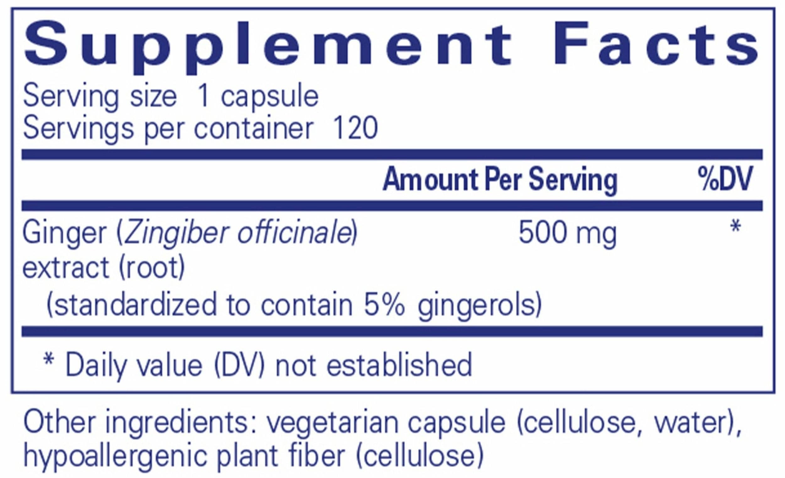Pure Encapsulations Ginger Extract Ingredients