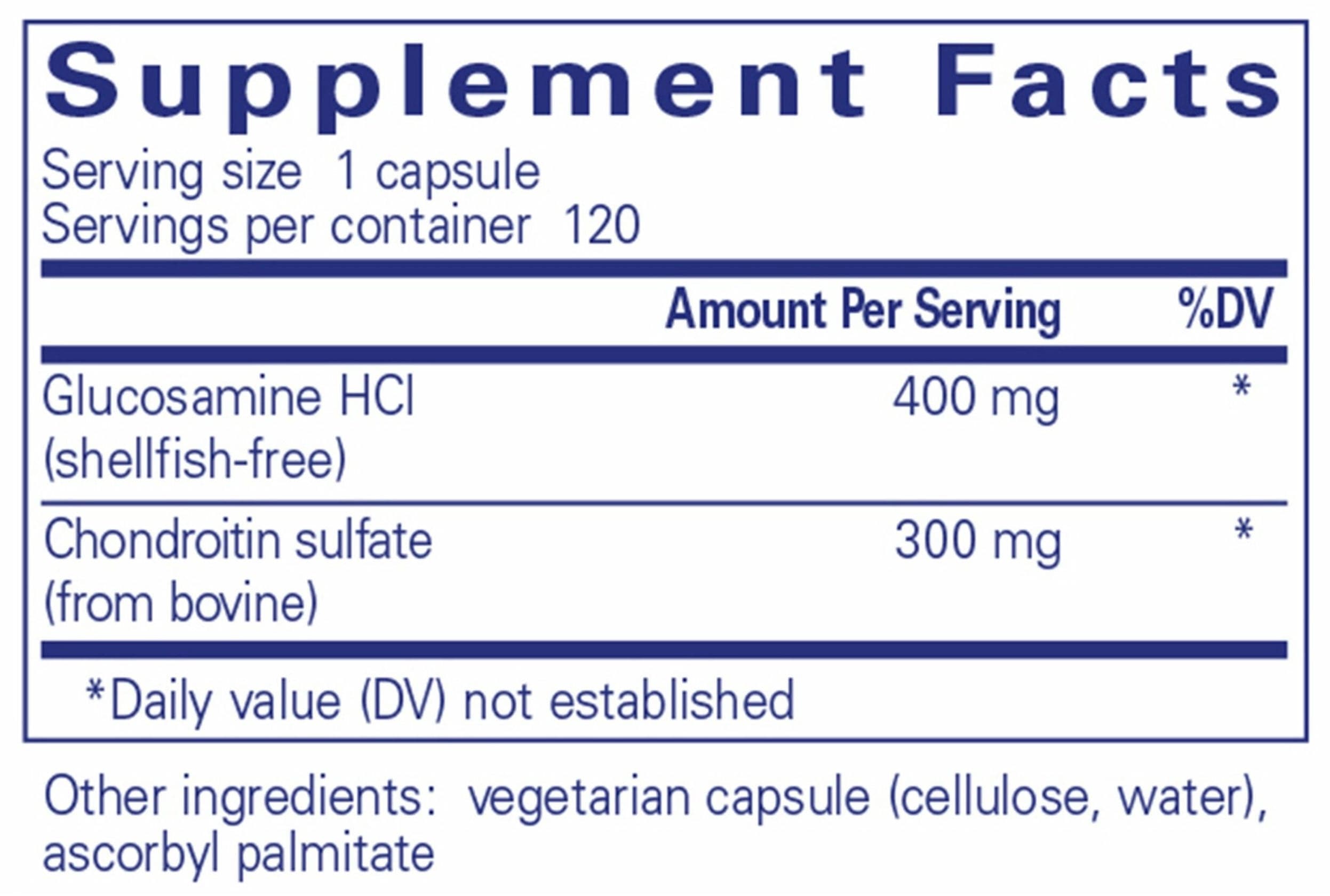 Pure Encapsulations Glucosamine HCI+ Chondroitin Ingredients