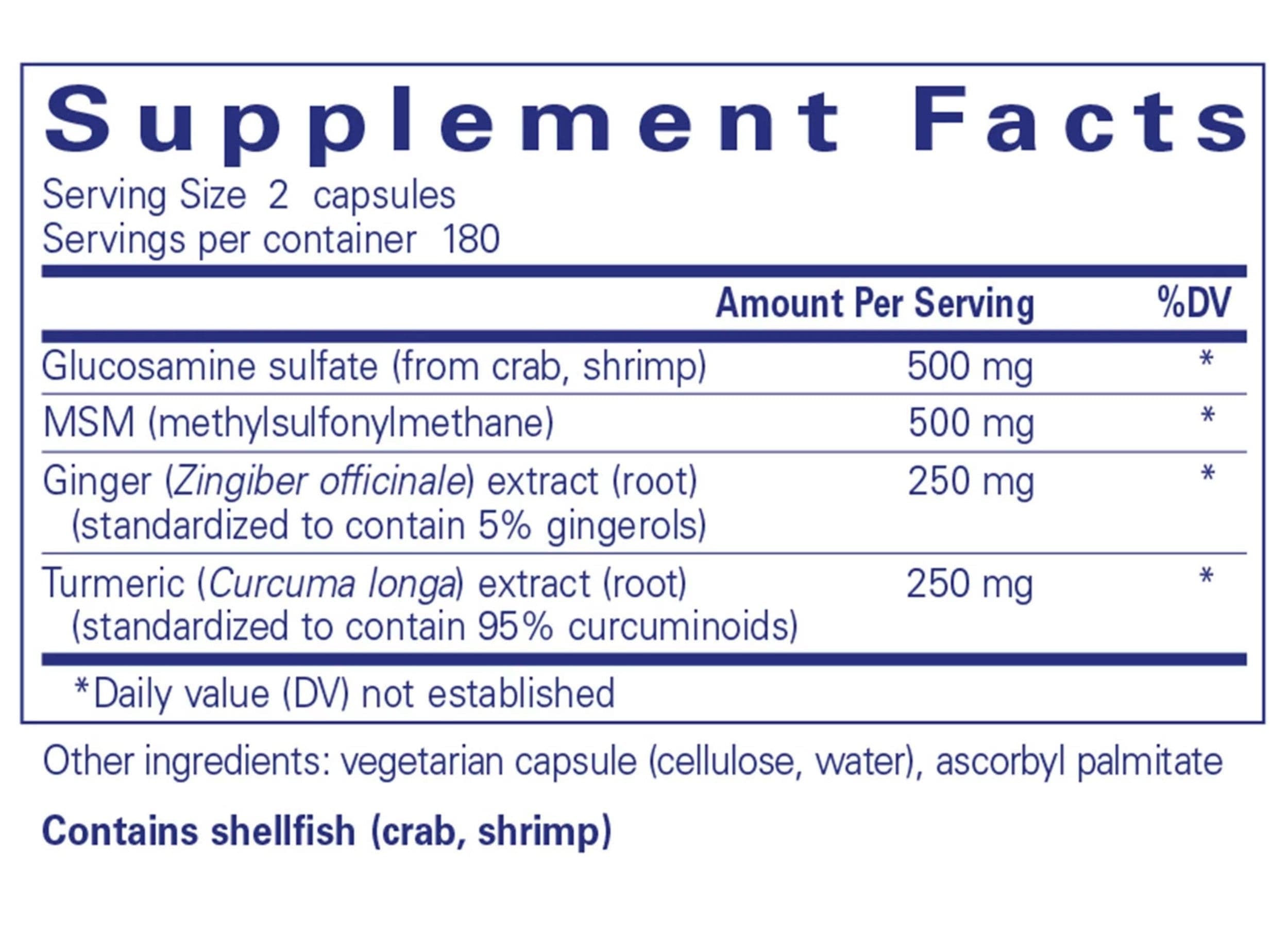 Pure Encapsulations Glucosamine/MSM Ingredients
