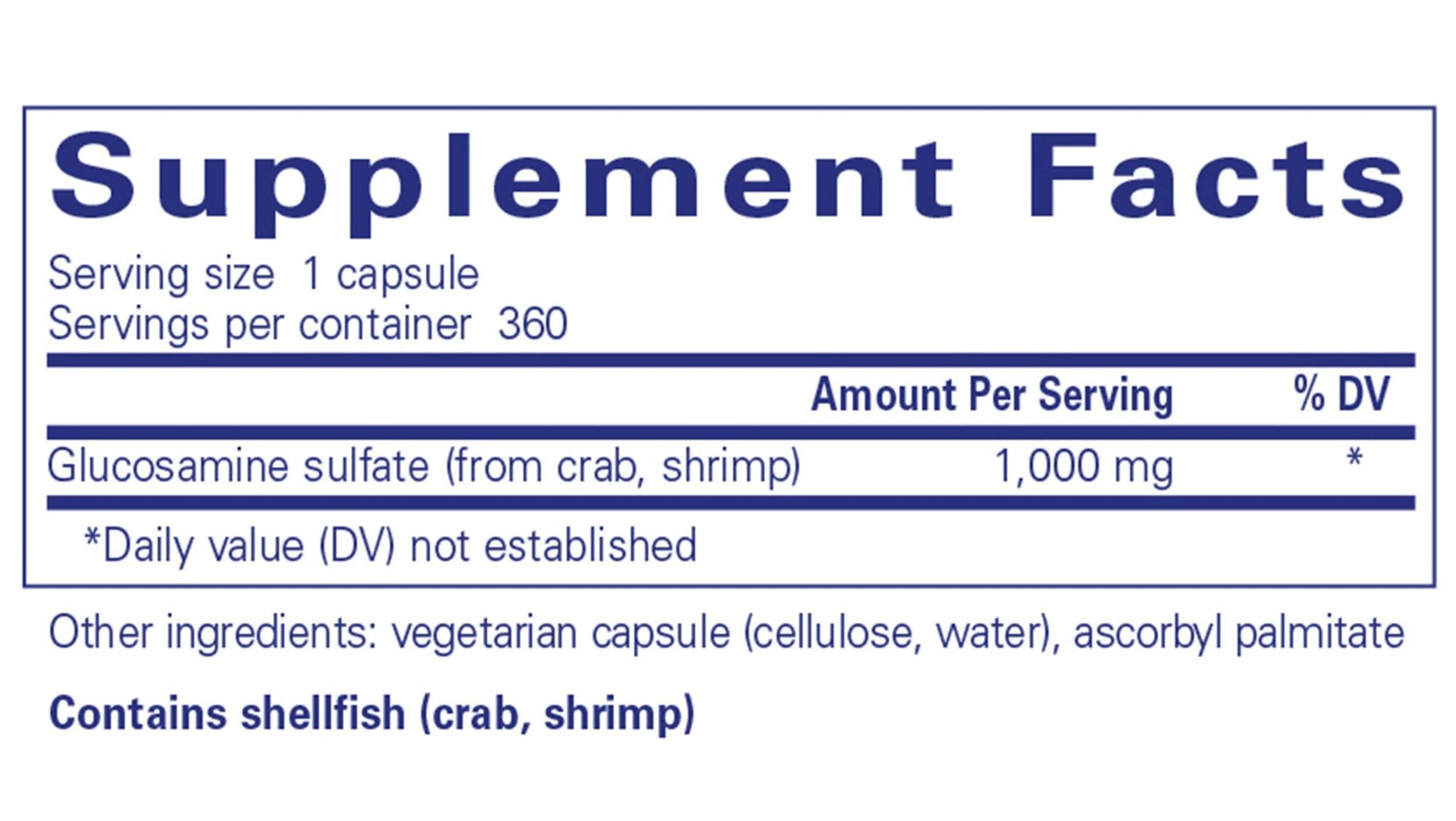 Pure Encapsulations Glucosamine Sulfate 1000 mg Ingredients