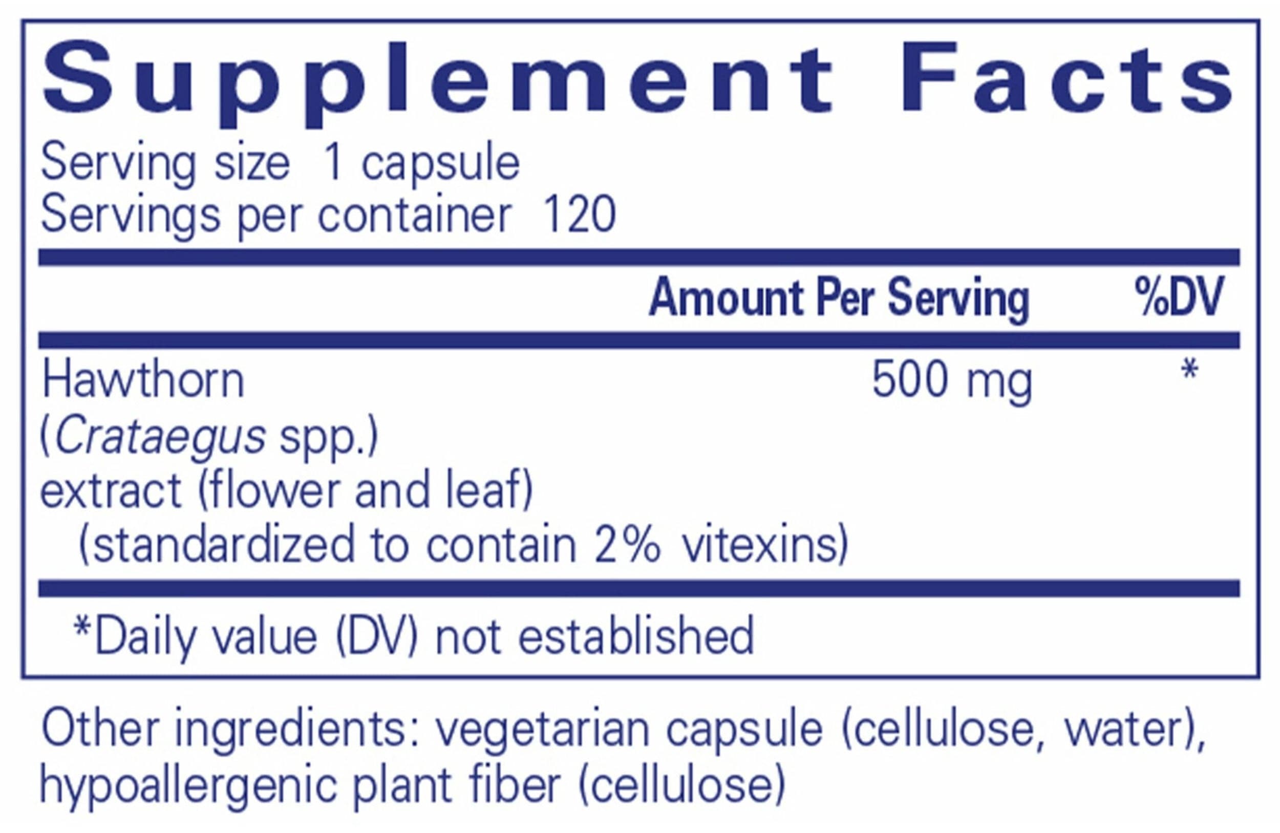Pure Encapsulations Hawthorn Extract Ingredients