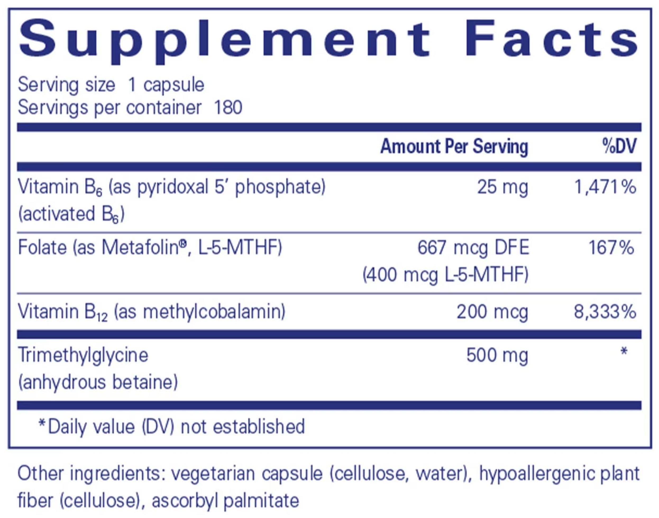 Pure Encapsulations Homocysteine Factors Ingredients