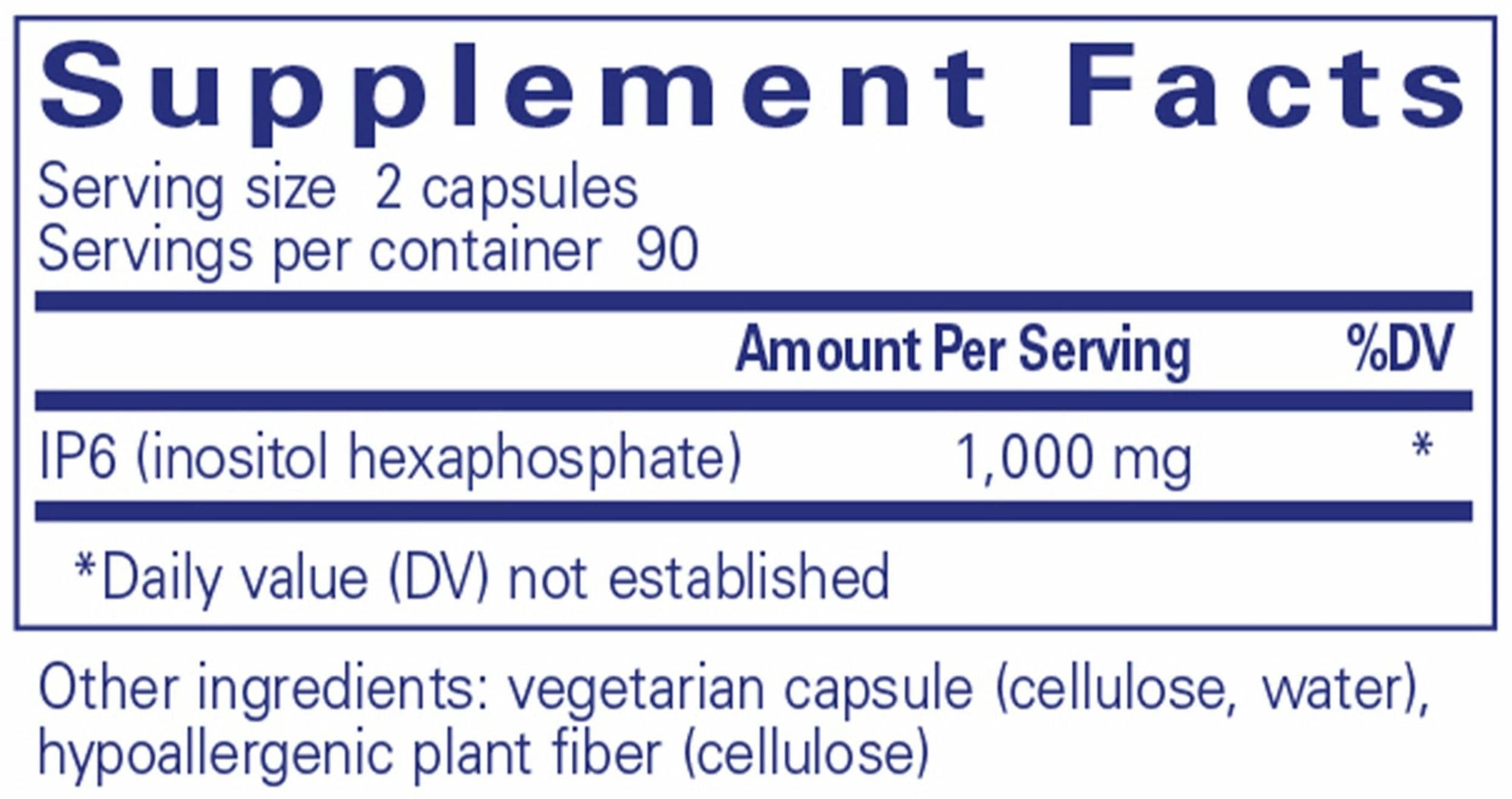 Pure Encapsulations IP6 (inositol hexaphosphate) Ingredients 