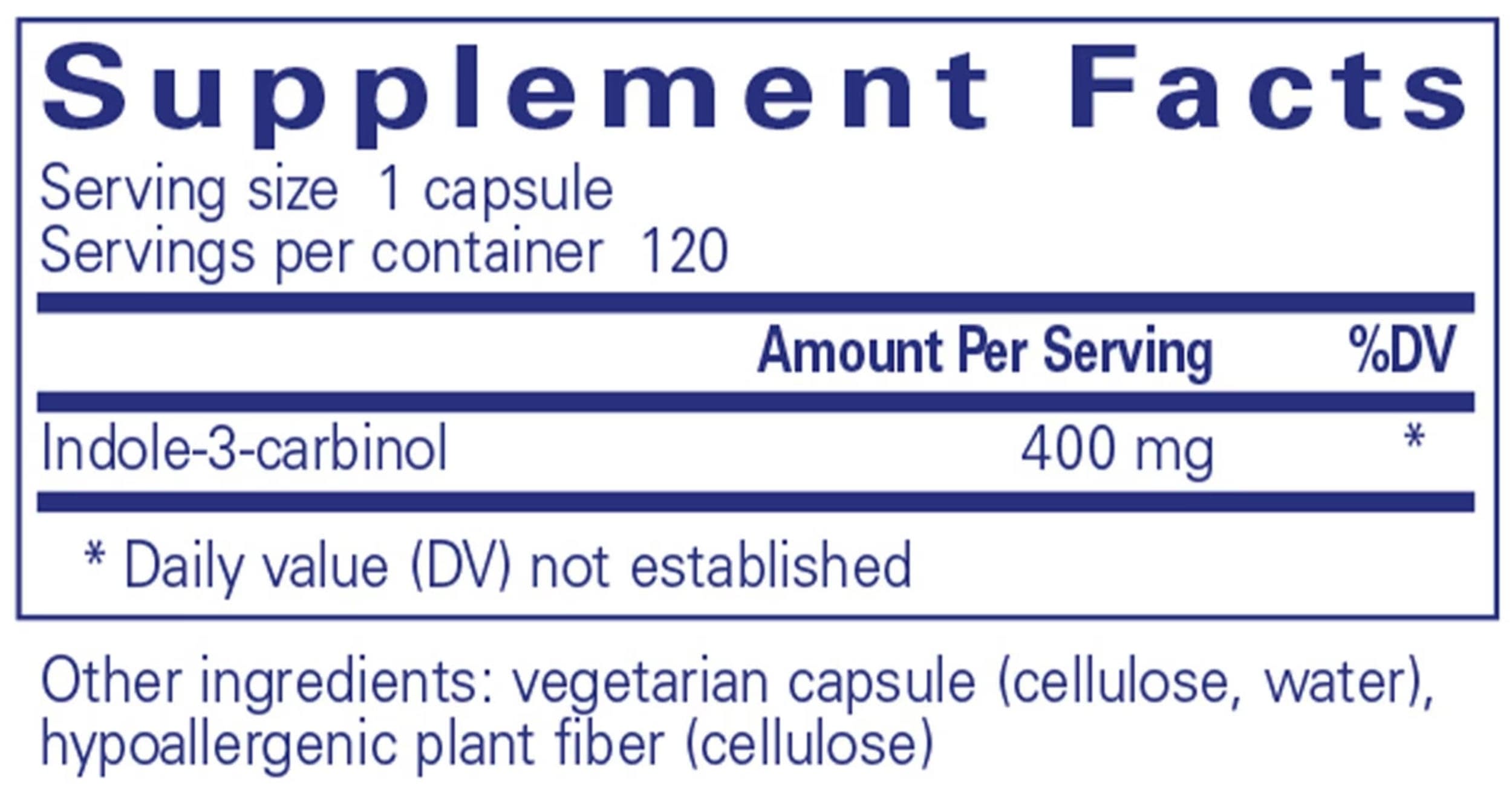 Pure Encapsulations Indole-3-Carbinol 400 mg Ingredients