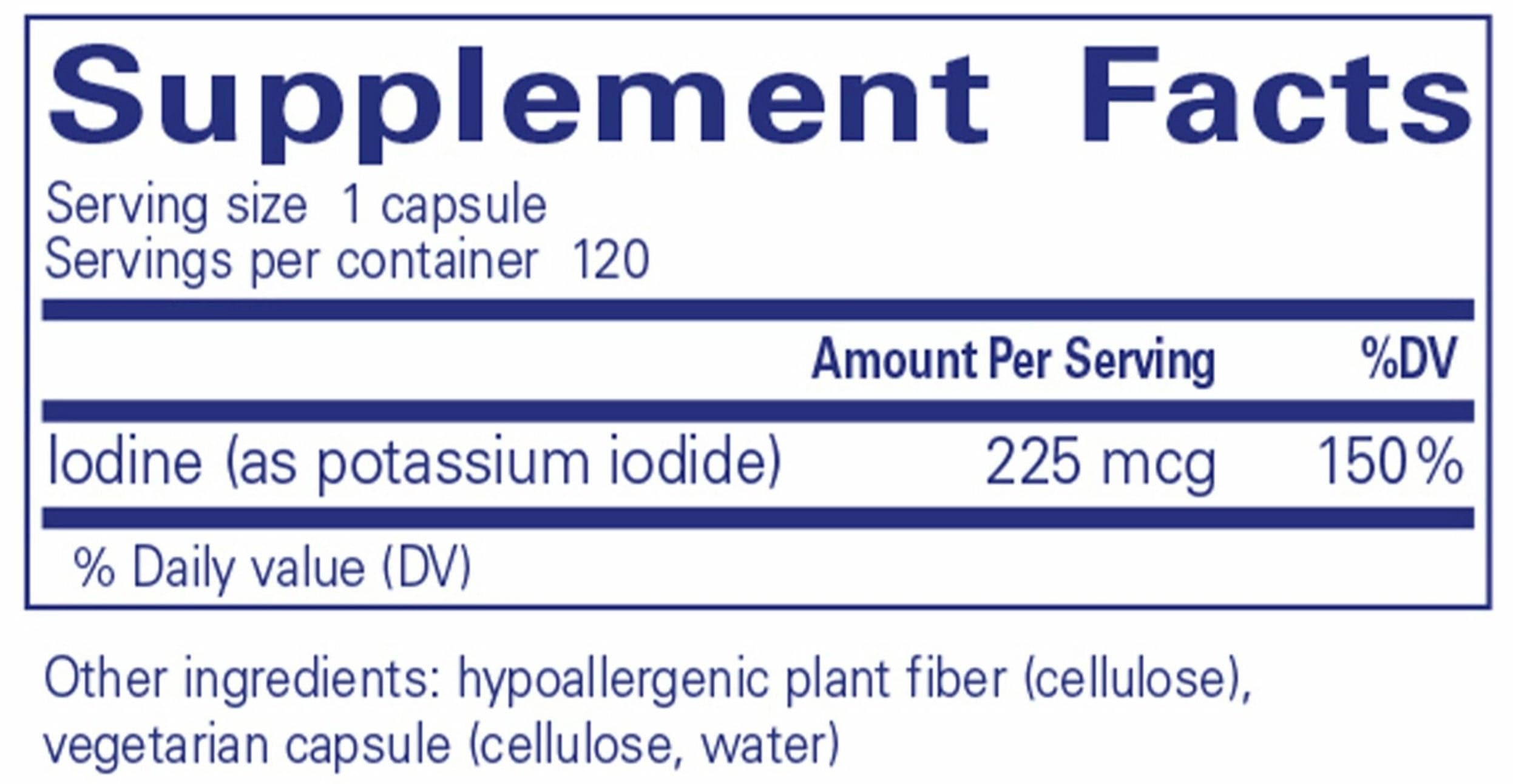 Pure Encapsulations Iodine (potassium iodide) Ingredients