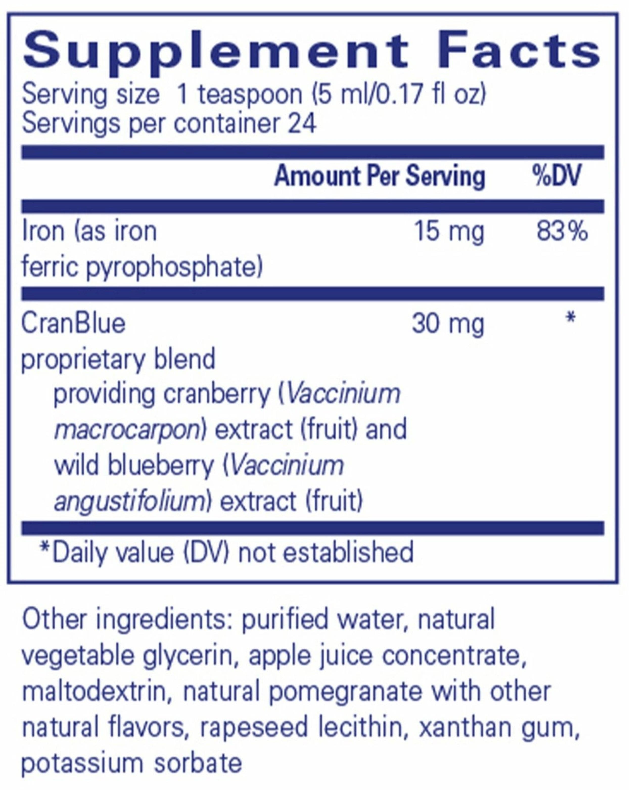Pure Encapsulations Iron Liquid Ingredients 