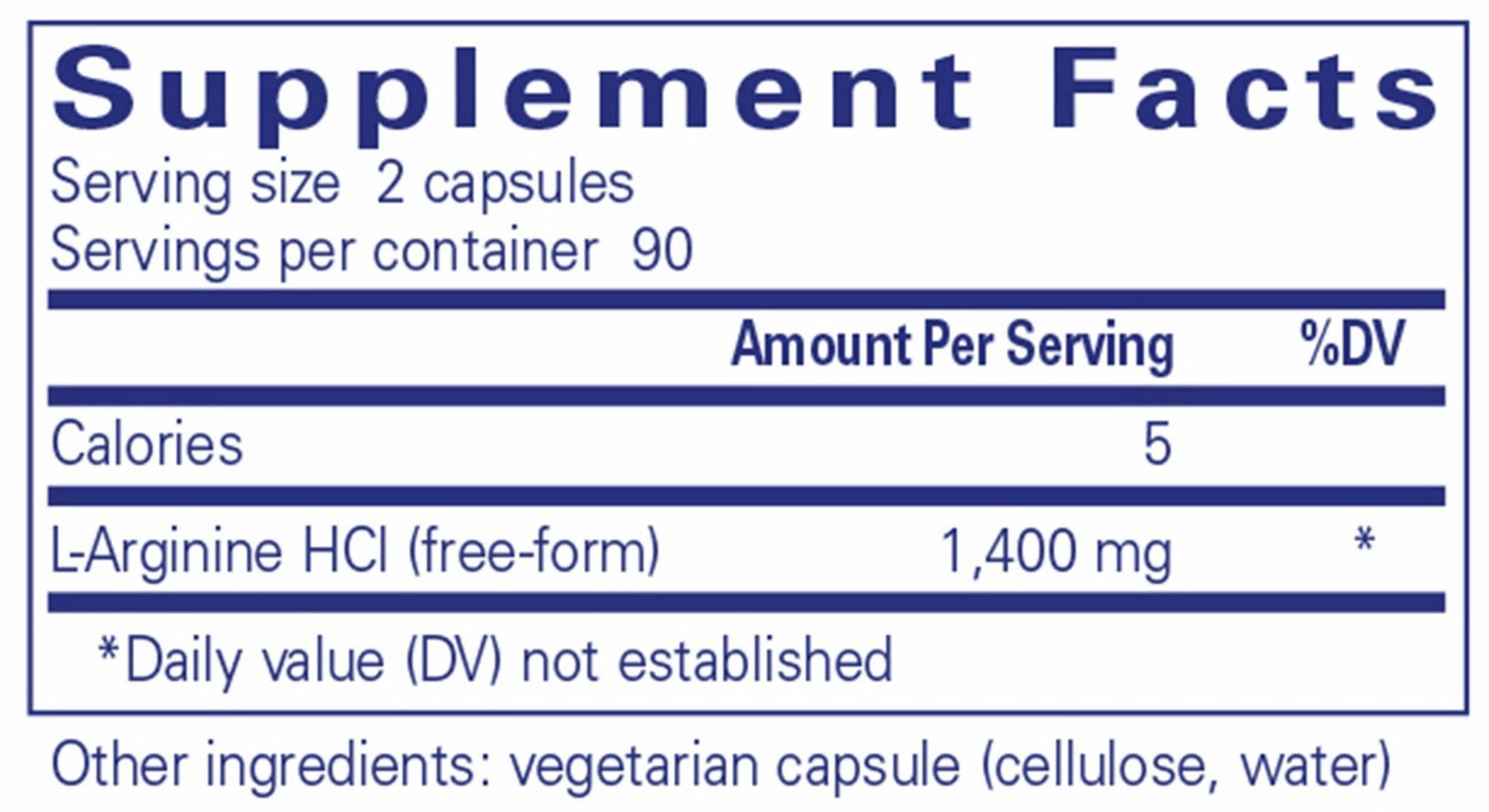 Pure Encapsulations L-Arginine Ingredients