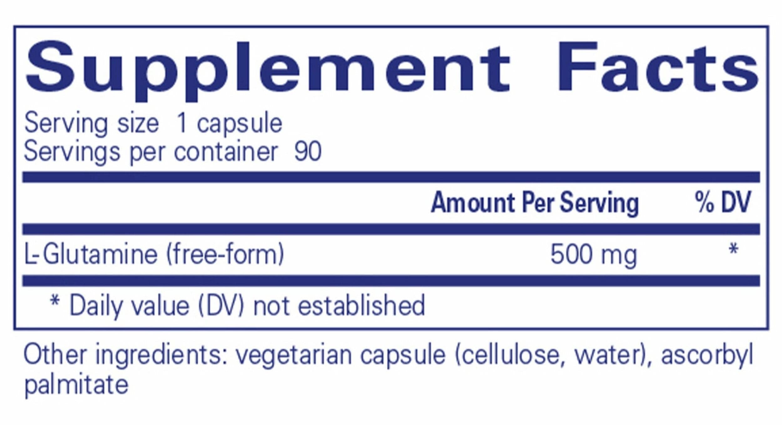 Pure Encapsulations L-Glutamine 500 mg Ingredients