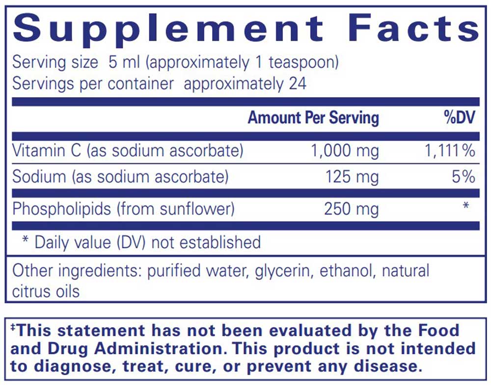 Pure Encapsulations Liposomal Vitamin C liquid Ingredients