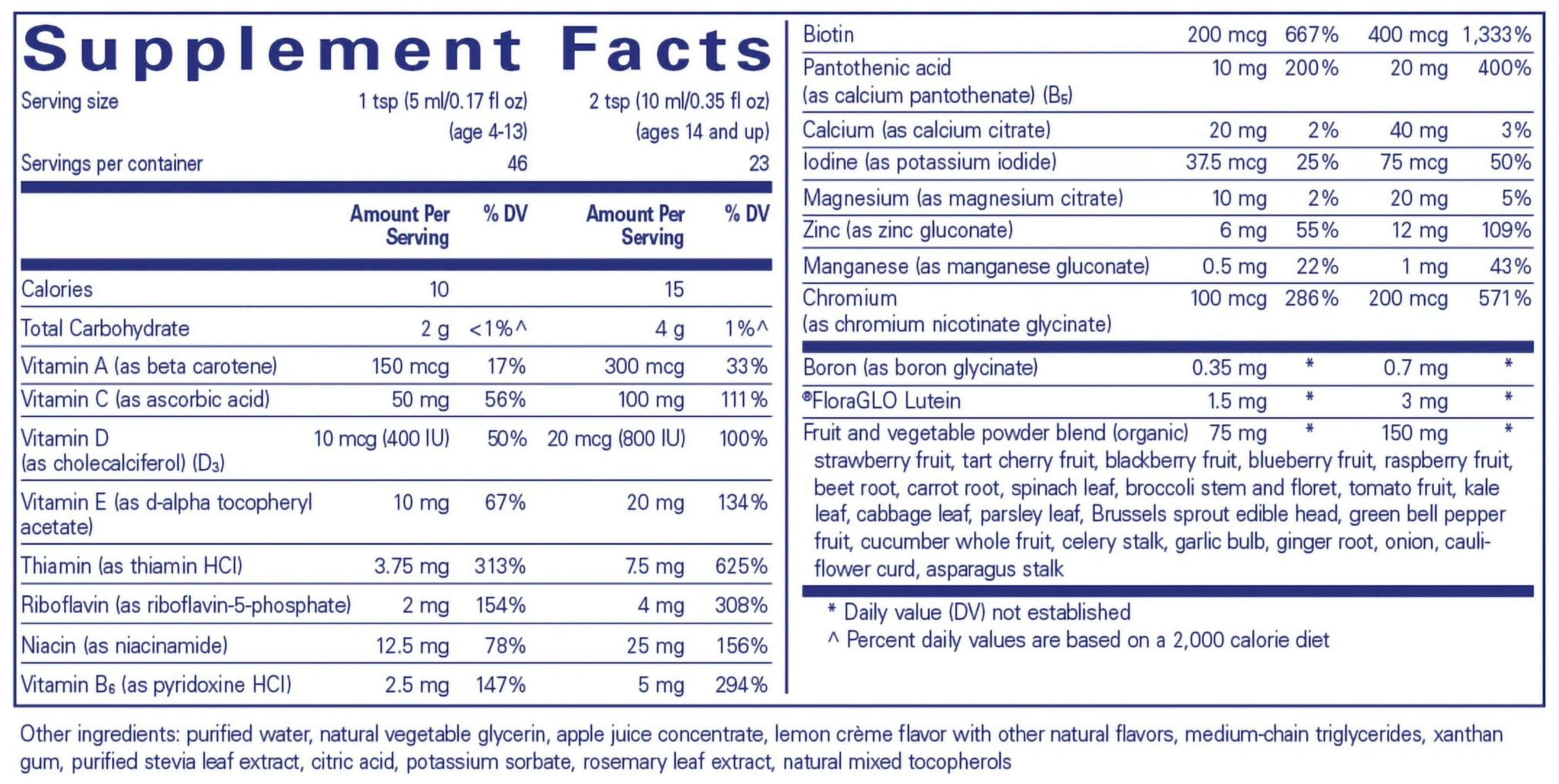 Pure Encapsulations LiquiNutrients Ingredients