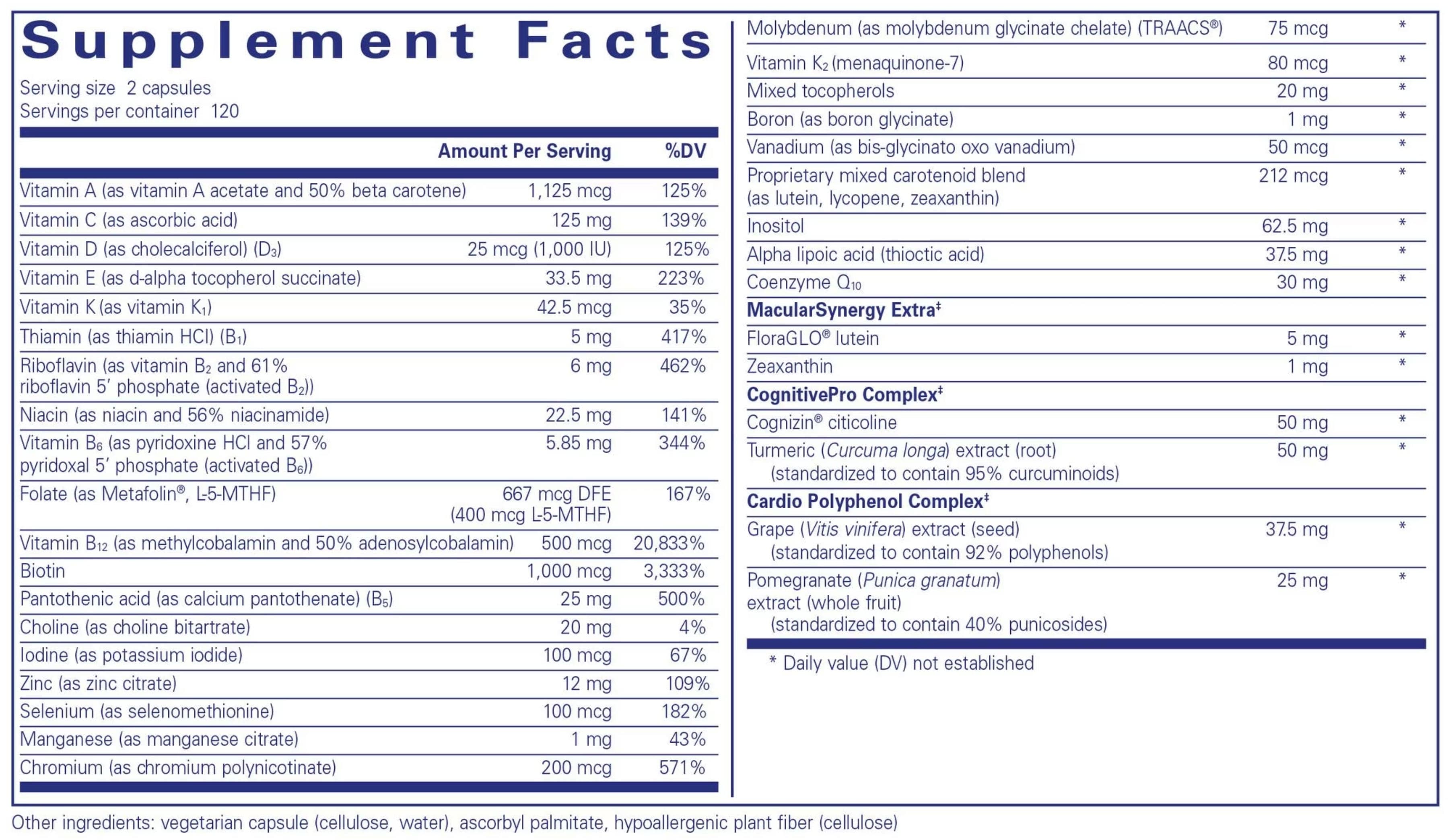 Pure Encapsulations Longevity Nutrients Ingredients