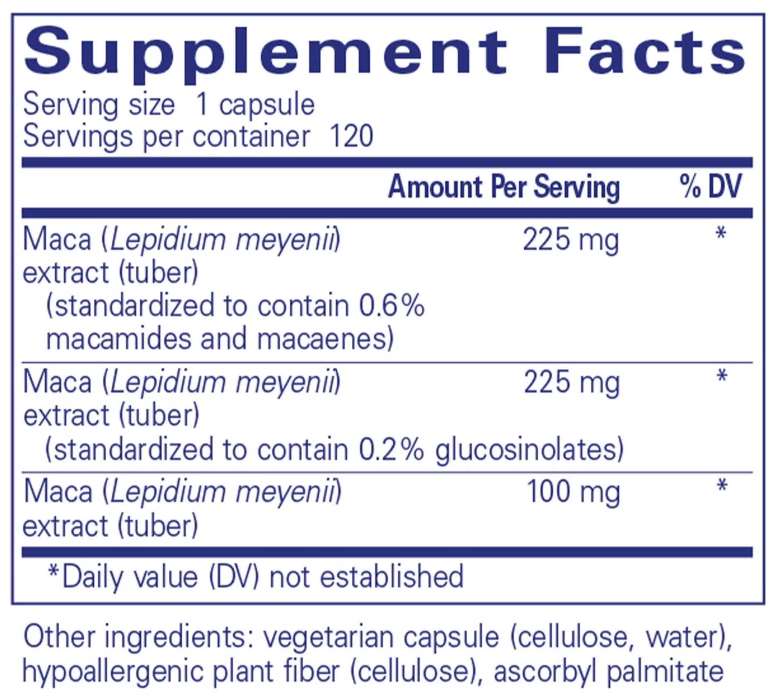 Pure Encapsulations Maca-3 Ingredients