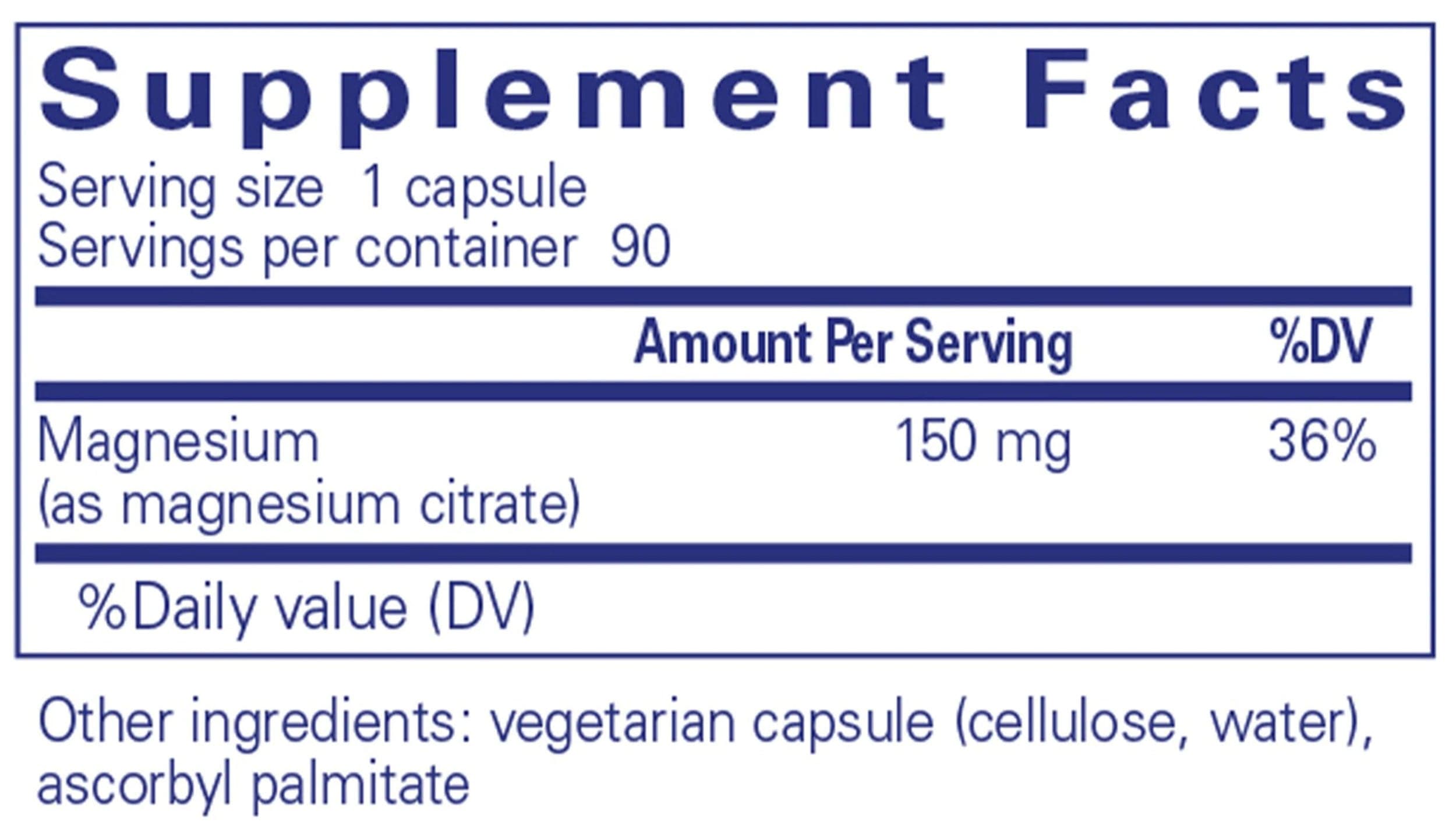 Pure Encapsulations Magnesium (Citrate) Ingredients 