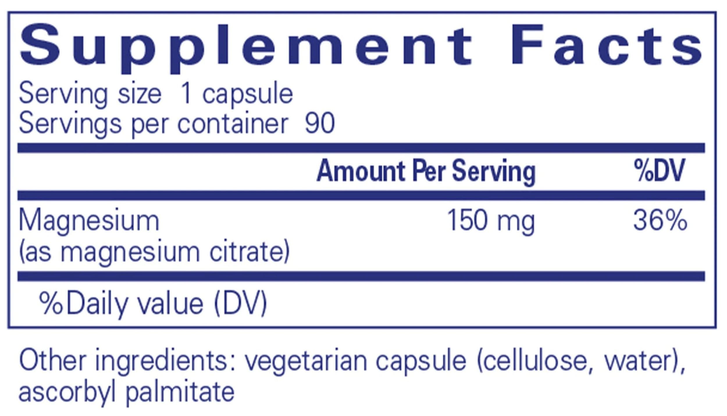 Pure Encapsulations Magnesium (Citrate) Ingredients