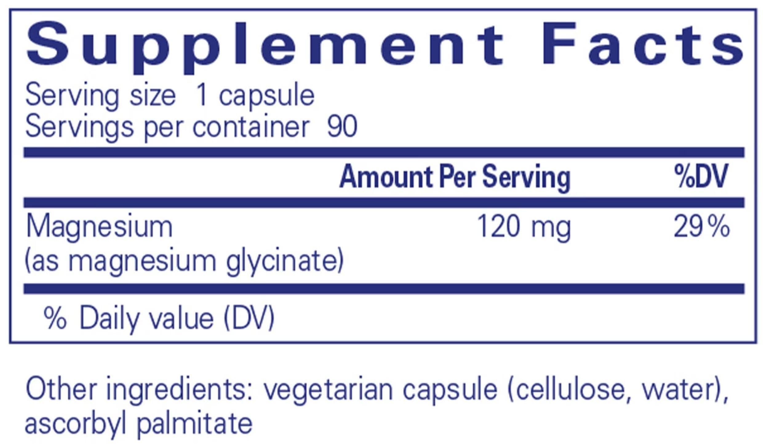 Pure Encapsulations Magnesium (Glycinate) Ingredients