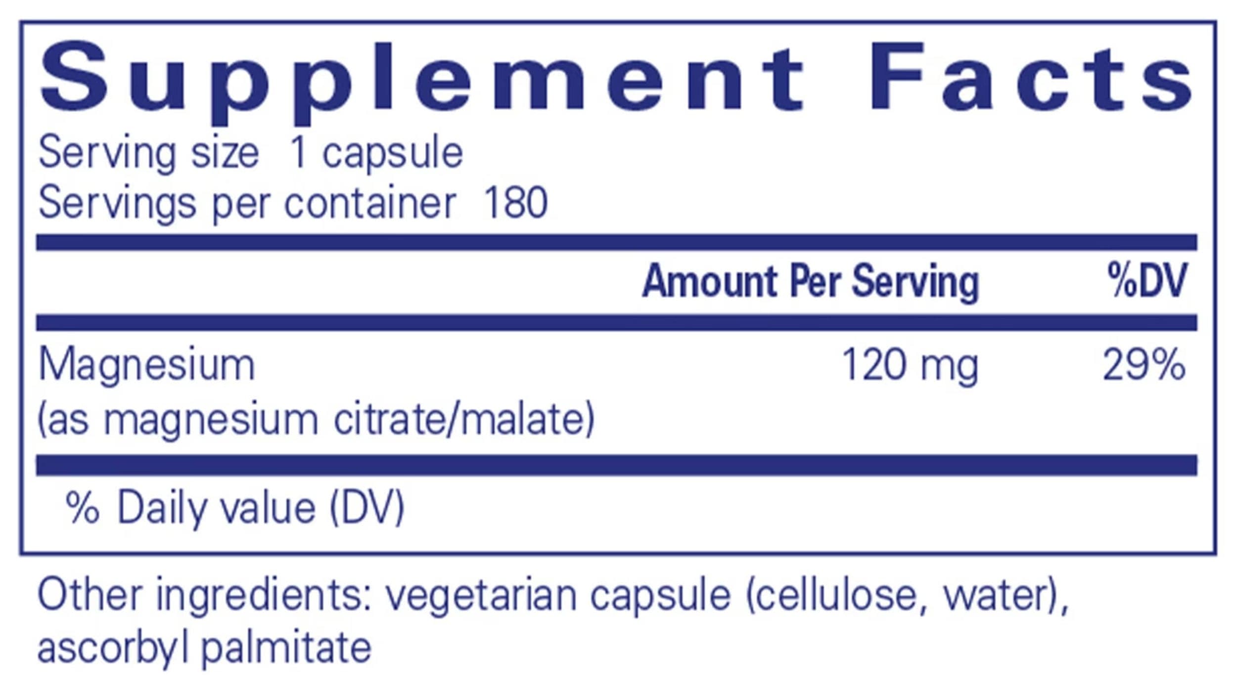 Pure Encapsulations Magnesium (citrate/malate) Ingredients