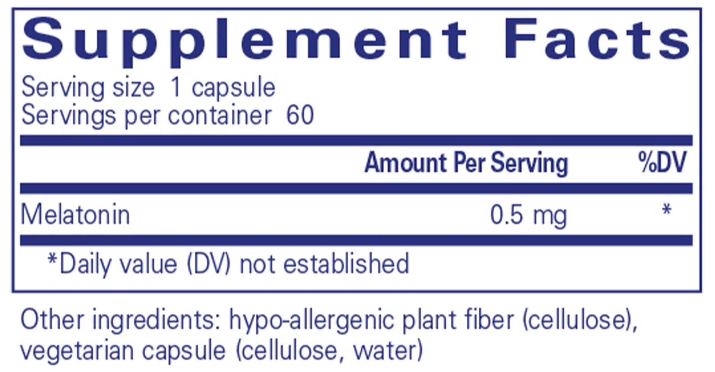 Pure Encapsulations Melatonin 0.5 mg Ingredients