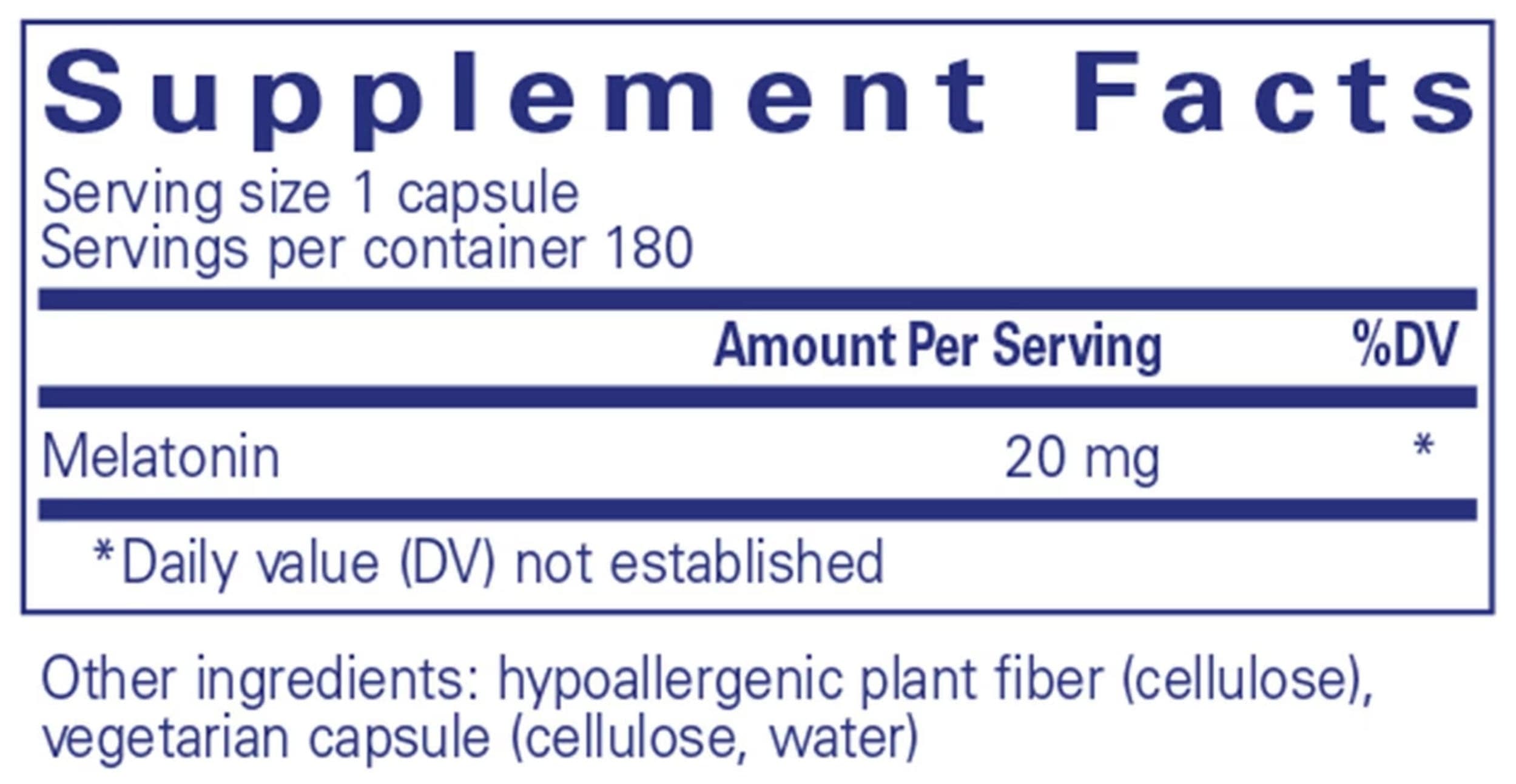 Pure Encapsulations Melatonin 20 mg Ingredients 