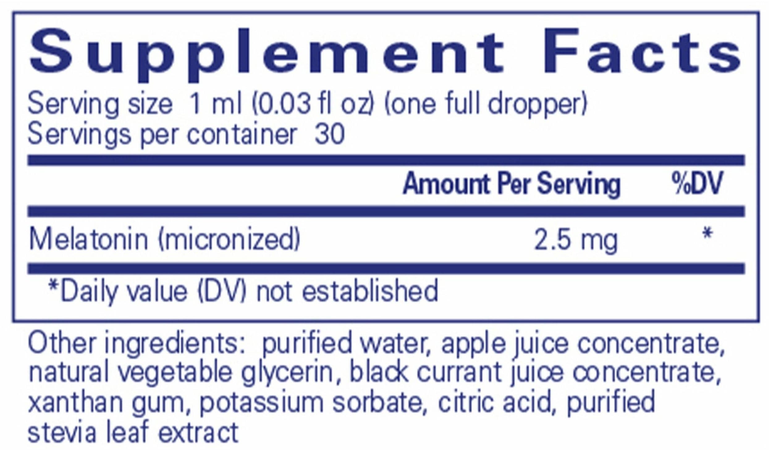 Pure Encapsulations Melatonin Liquid Ingredients